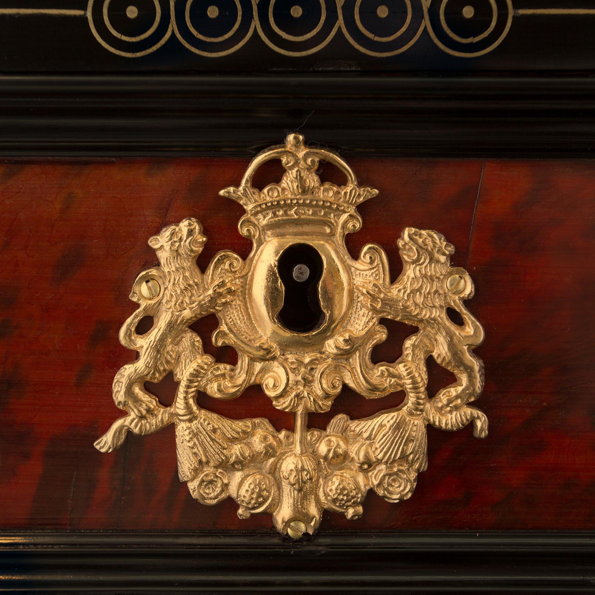Metal Spanish Baroque 18th Century Specimen Cabinet on the Original Stand