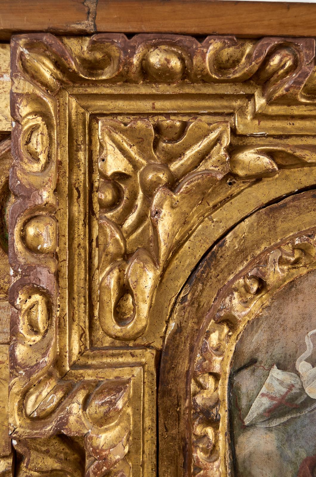 Spanischer Barock Bargueno Stil vergoldetes Kabinett Kommode auf Stand im Angebot 8