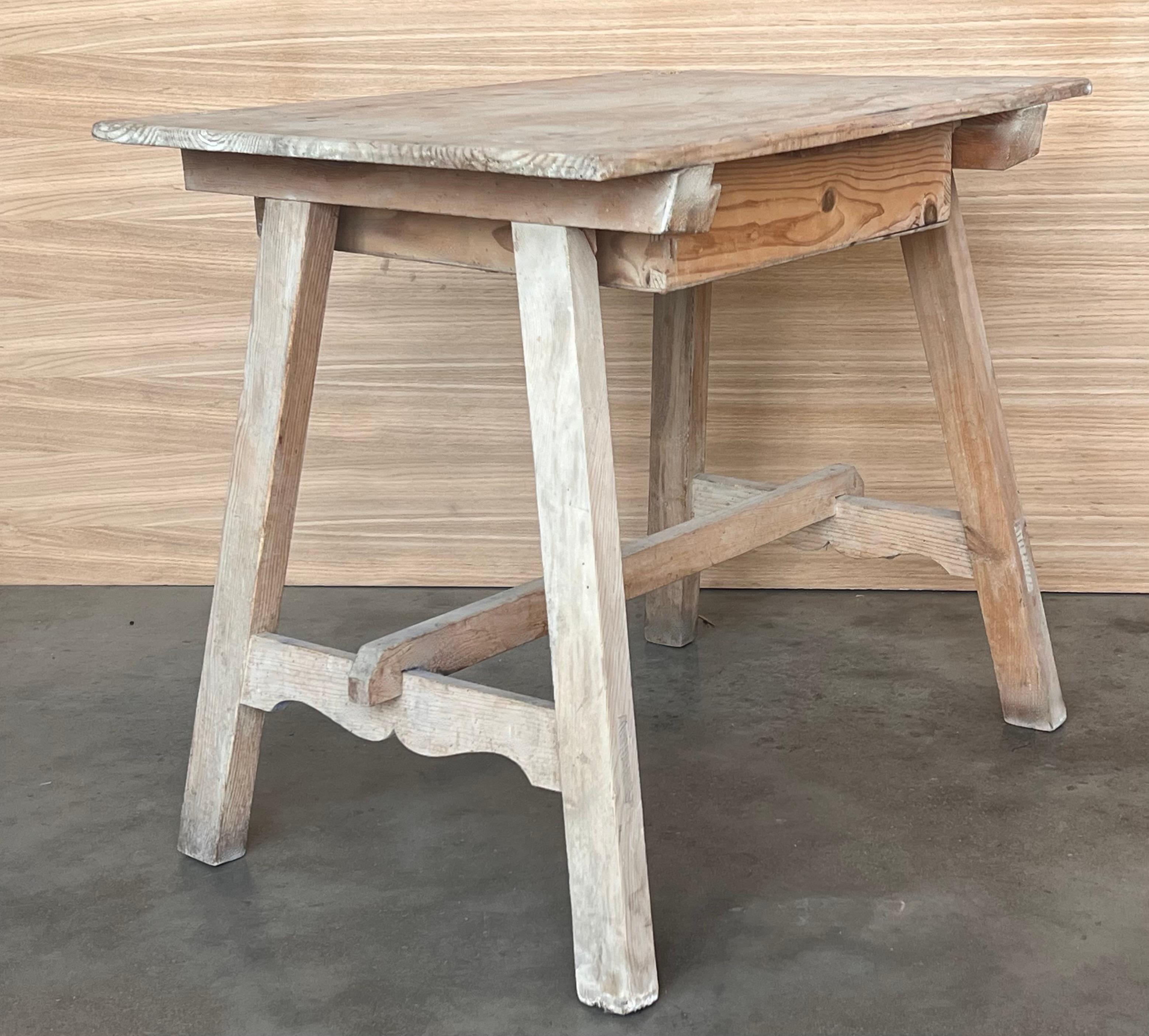 Spanish Baroque Bleached Side Table with Drawer For Sale 5