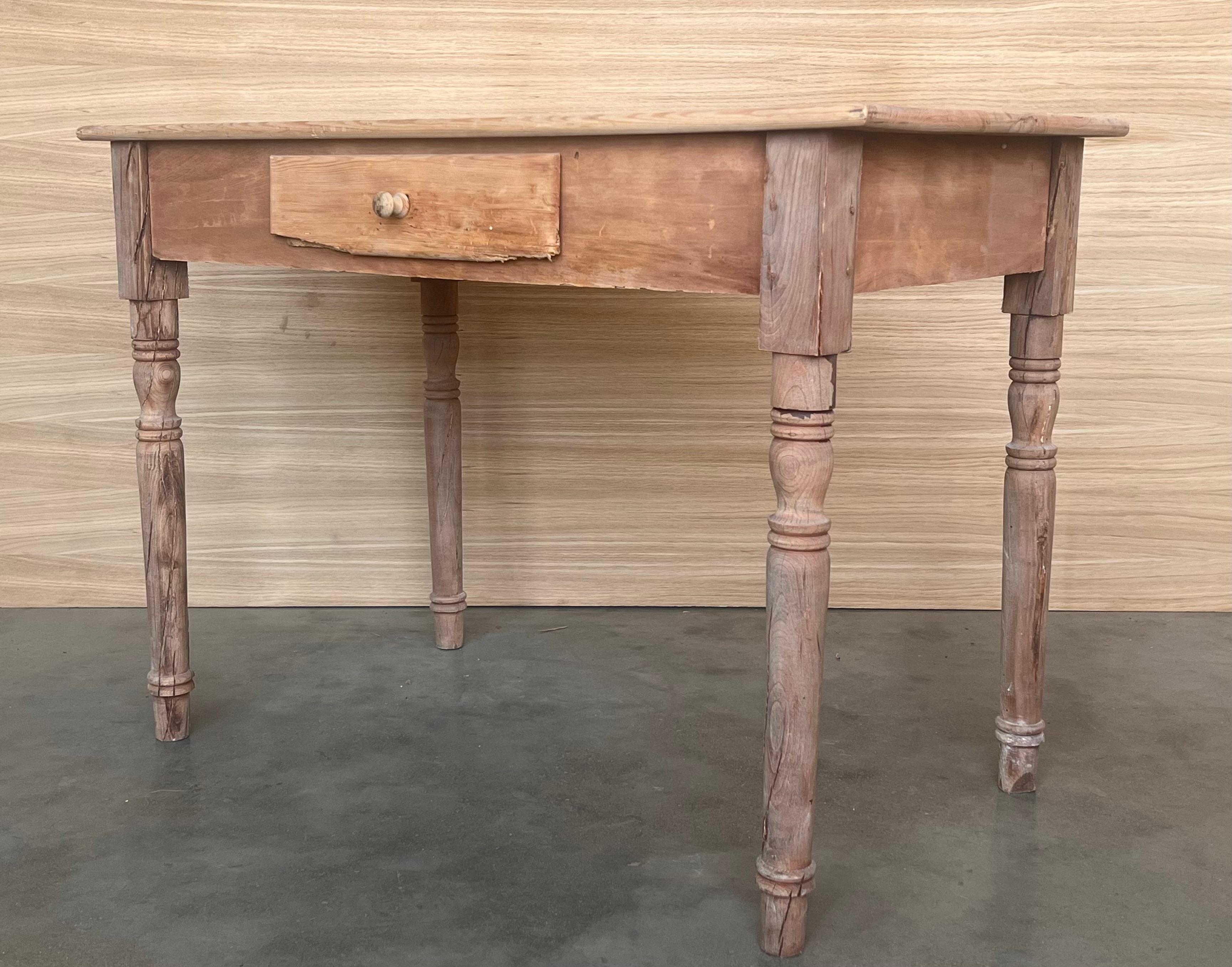 Spanish Baroque Bleached Side Table with Drawer For Sale 1