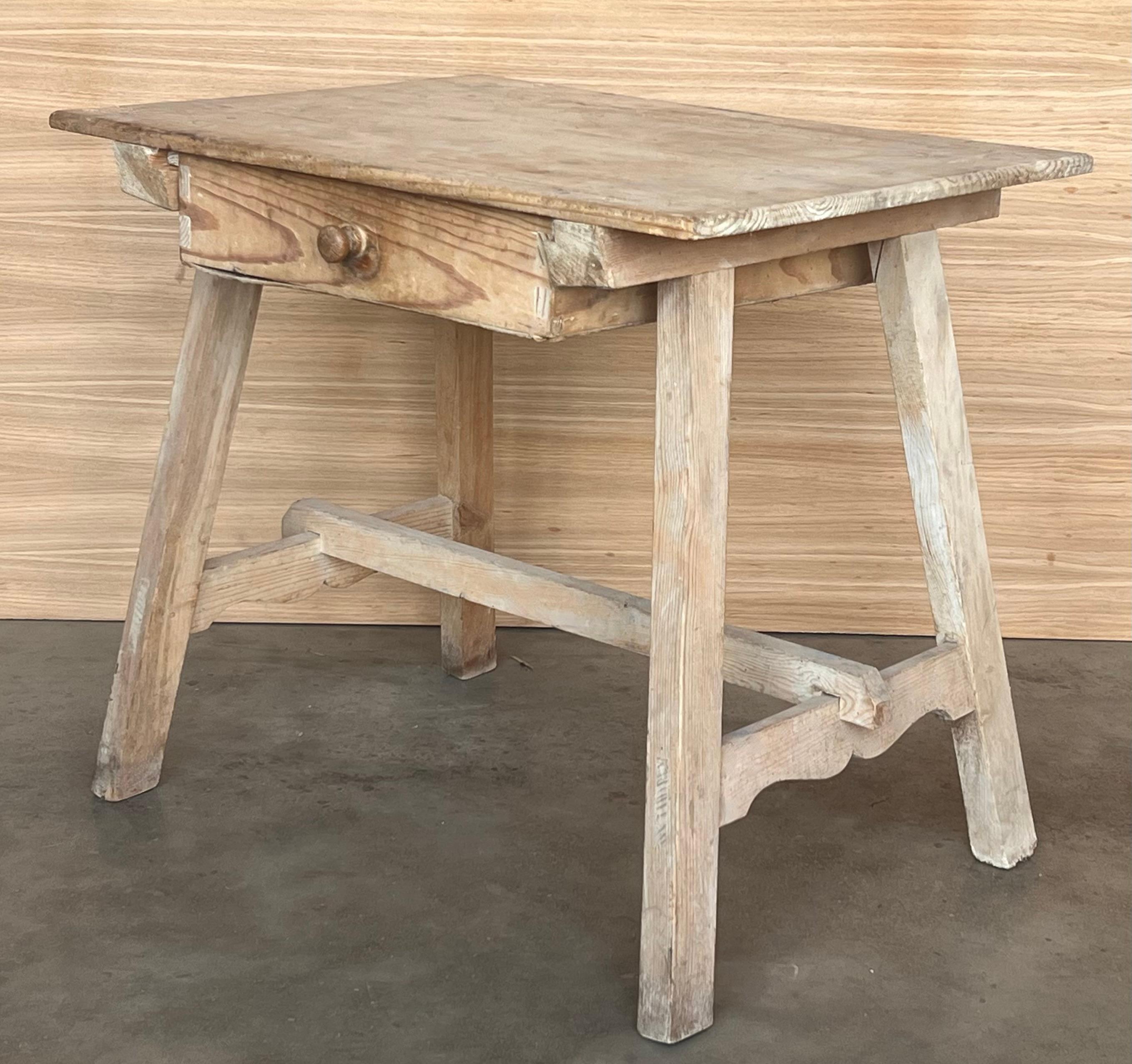 Spanish Baroque Bleached Side Table with Drawer For Sale 1