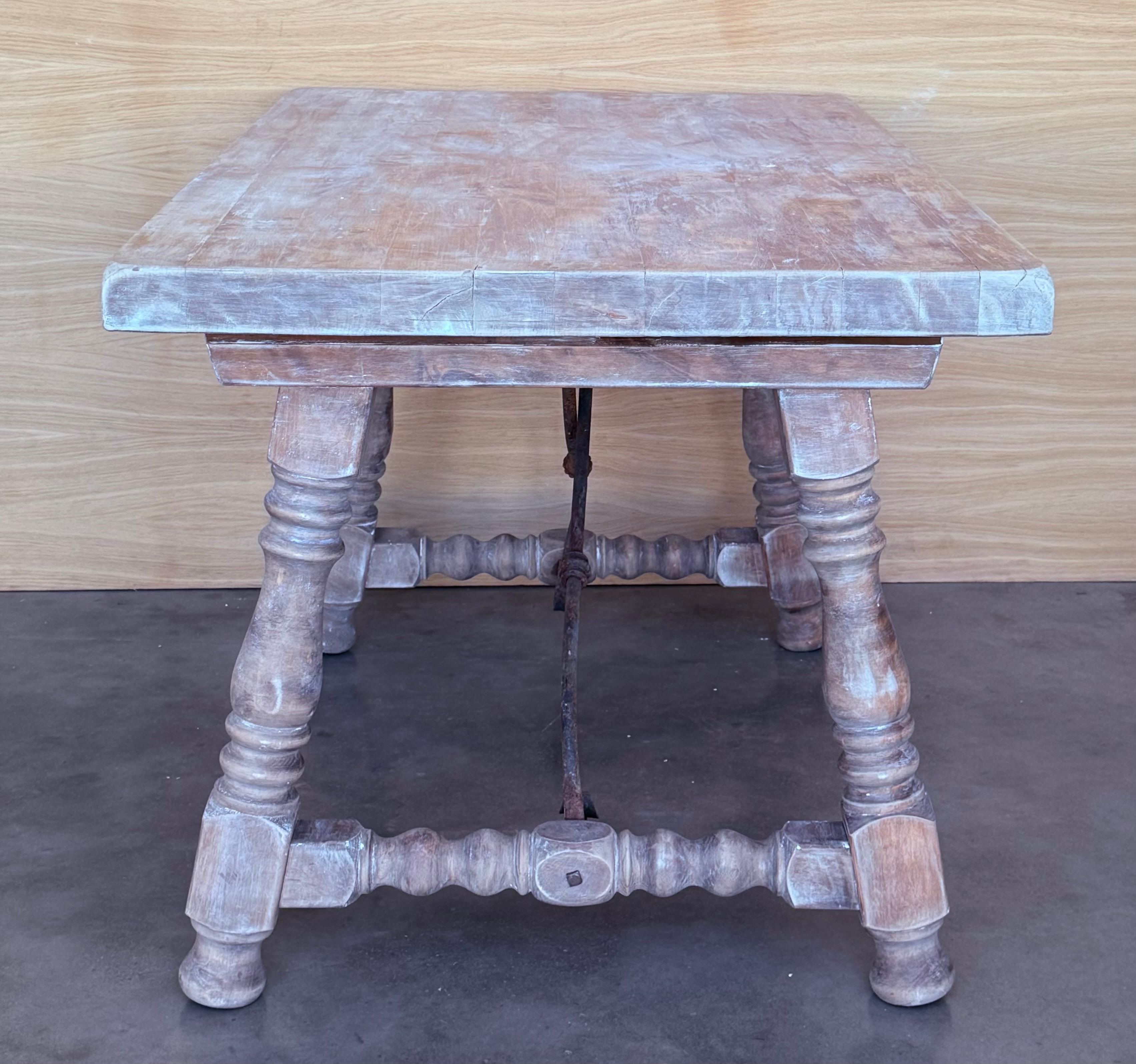 Spanish Baroque Bleached Side Table with Drawer For Sale 1