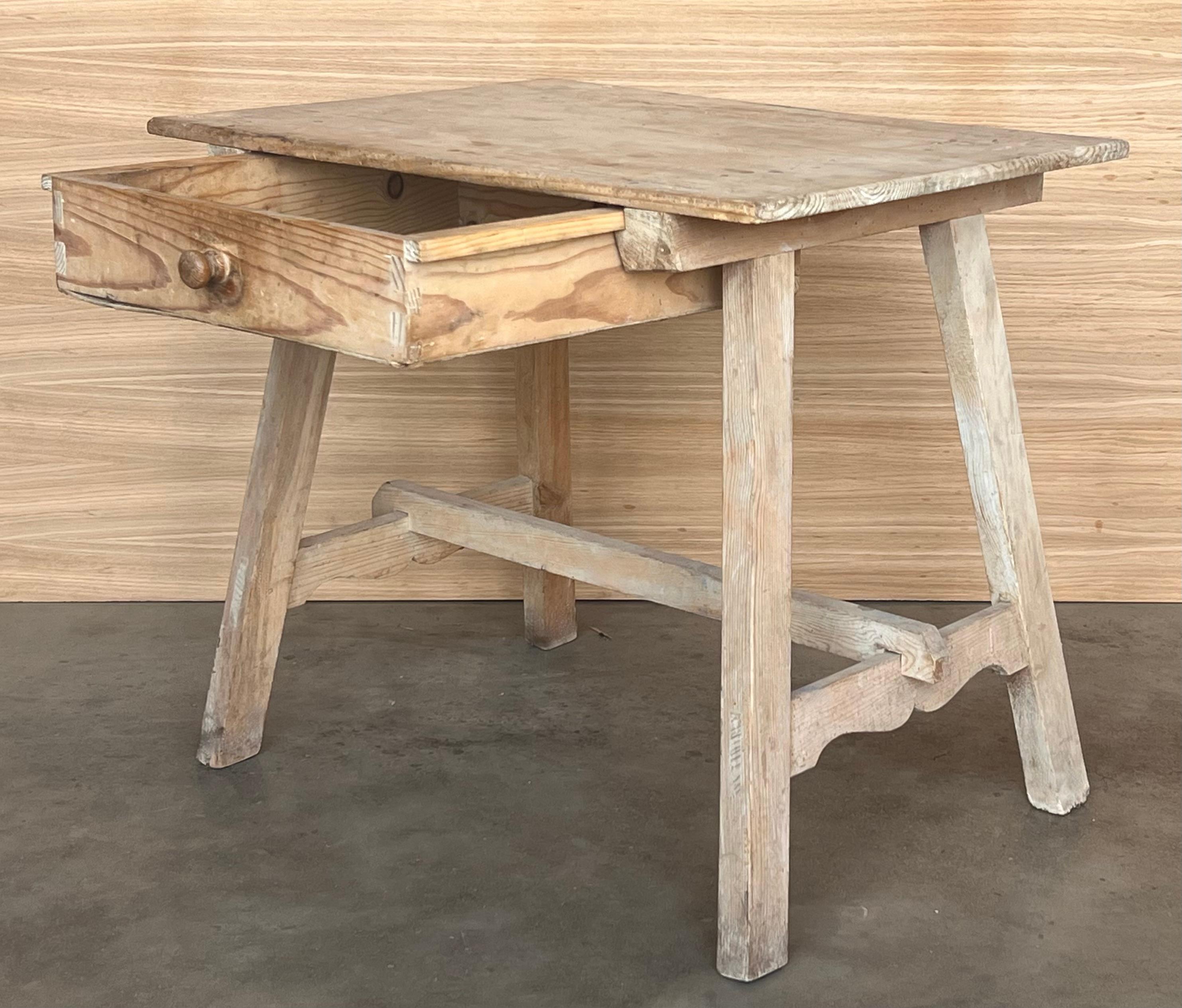 Spanish Baroque Bleached Side Table with Drawer For Sale 2