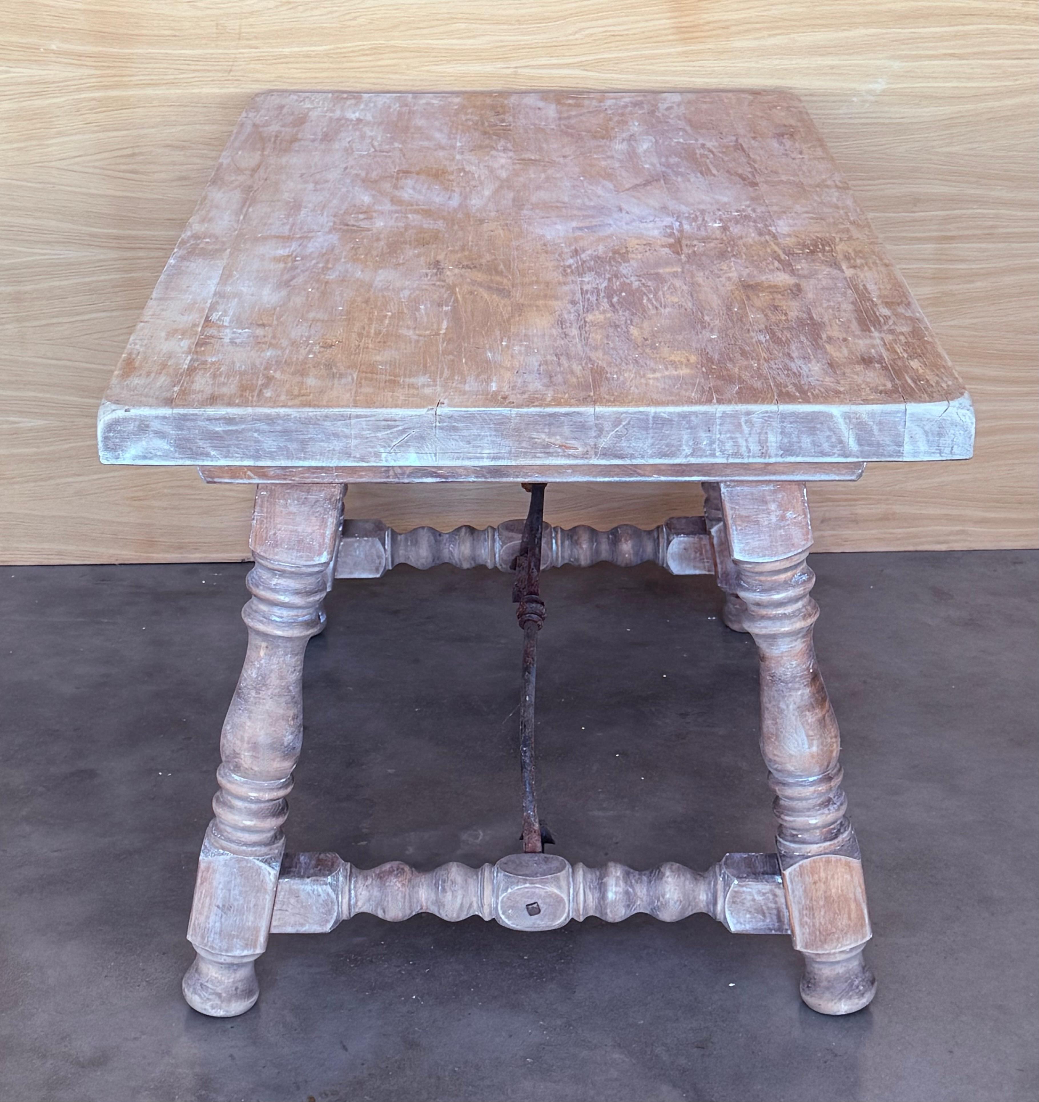 Spanish Baroque Bleached Side Table with Drawer For Sale 2