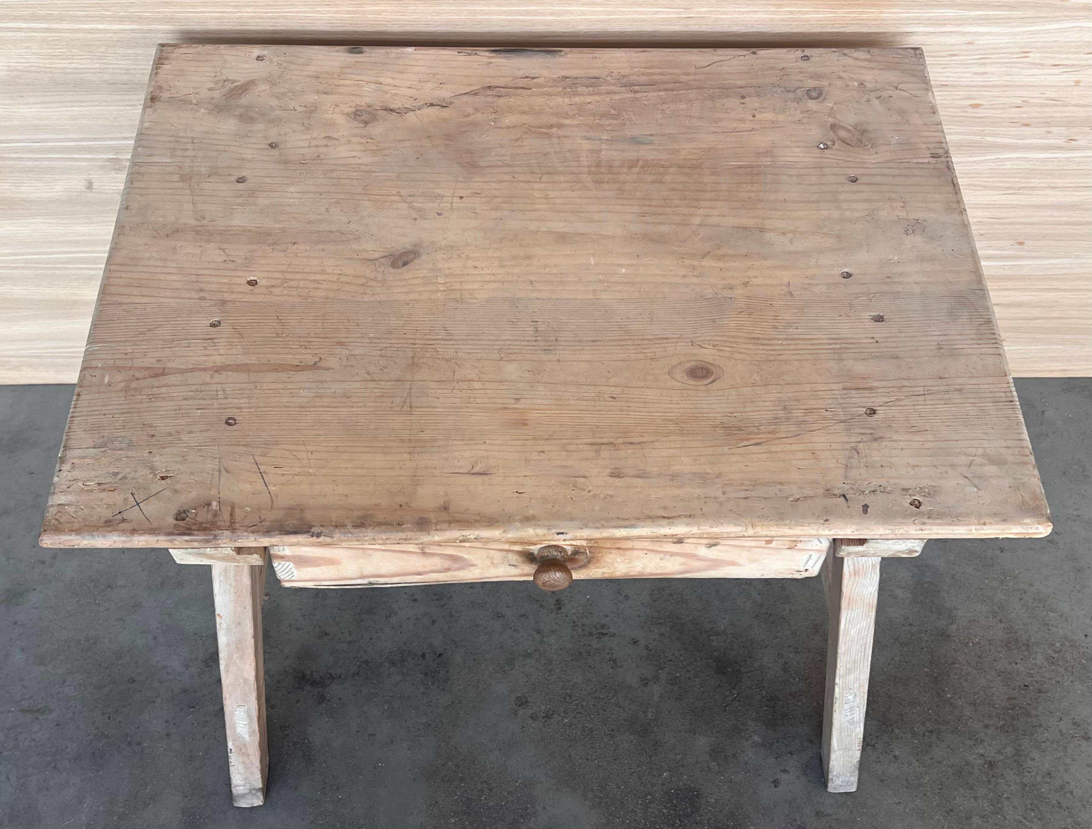 Spanish Baroque Bleached Side Table with Drawer For Sale 3