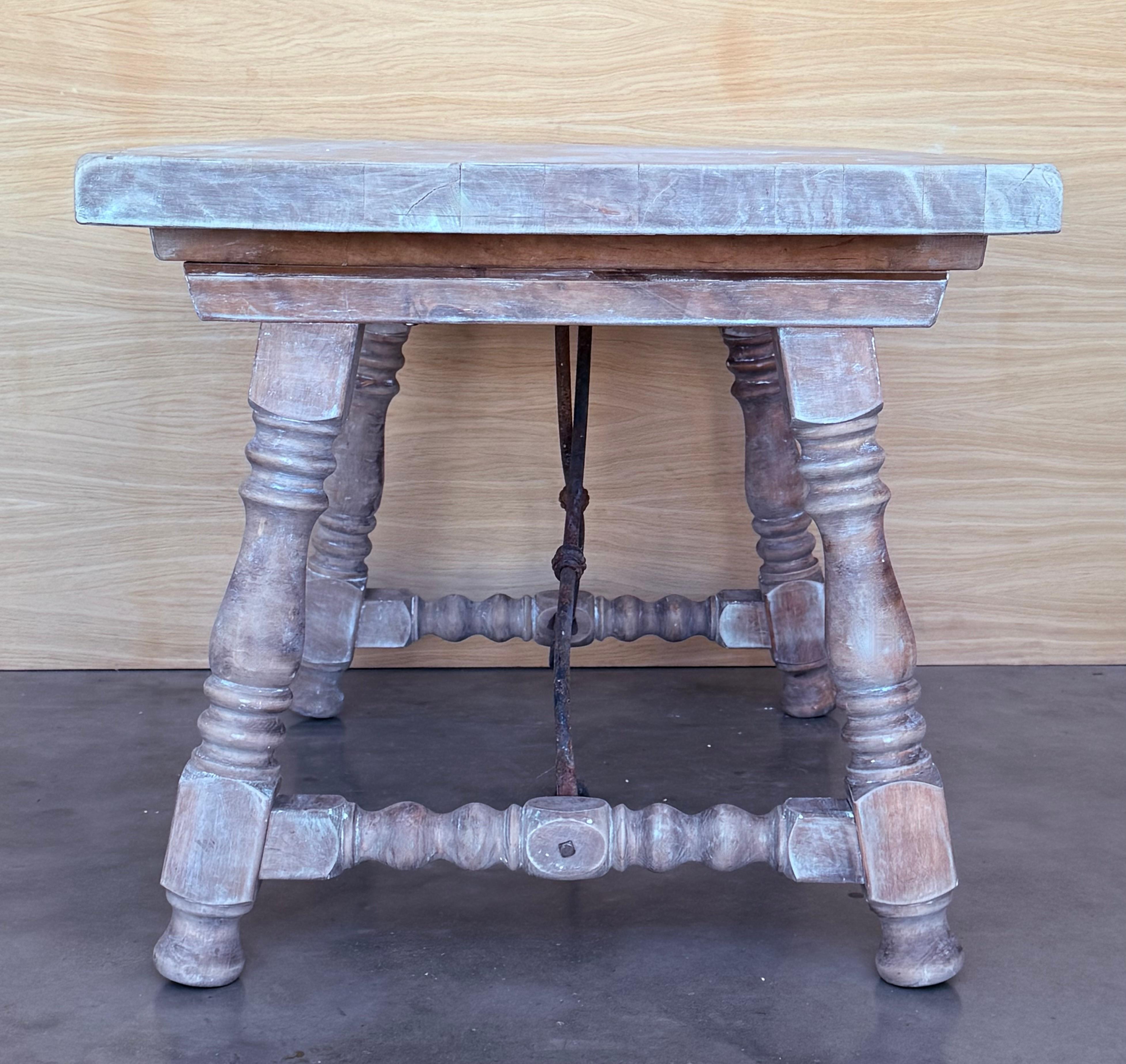 Spanish Baroque Bleached Side Table with Drawer For Sale 3