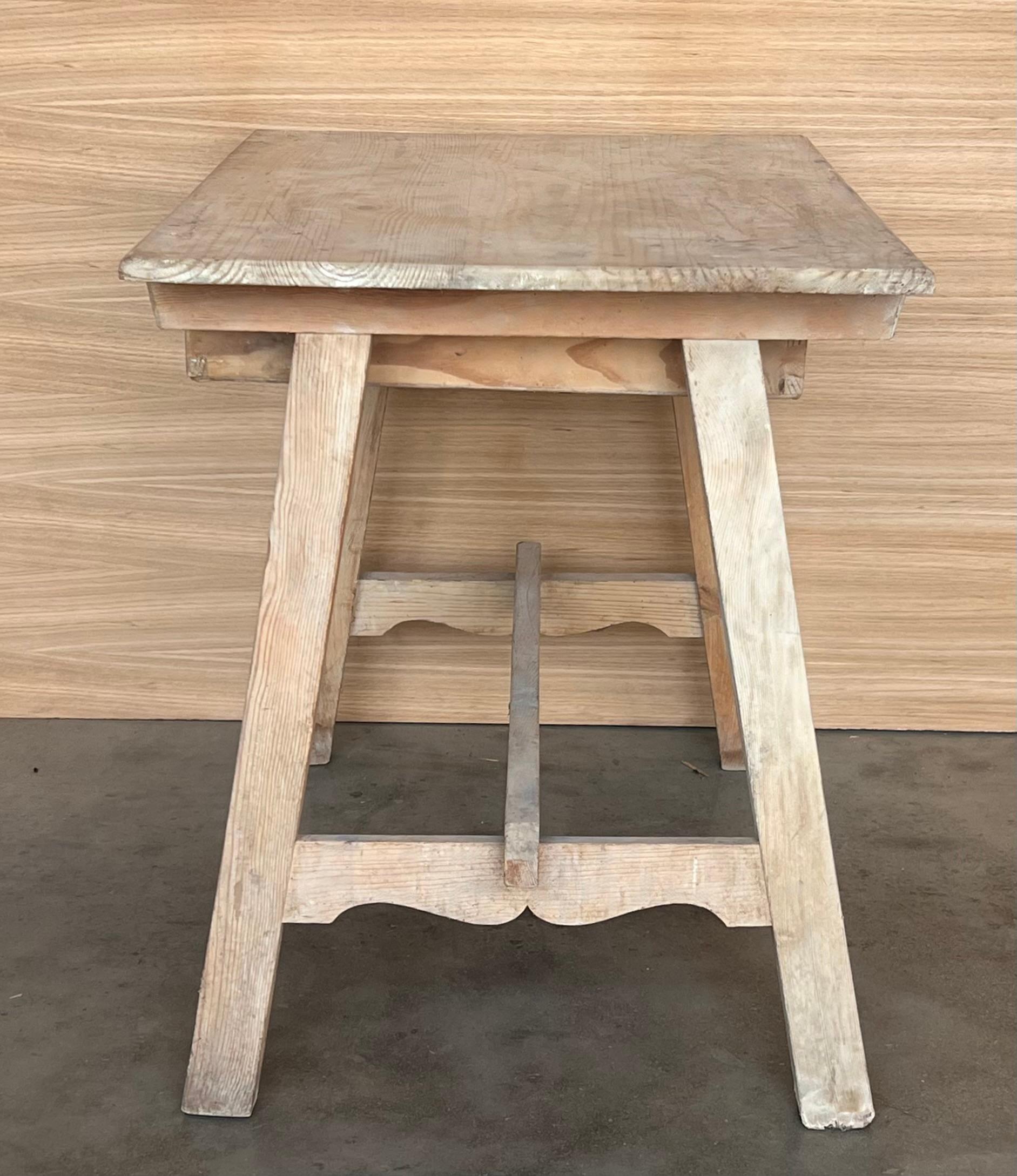 Spanish Baroque Bleached Side Table with Drawer For Sale 4