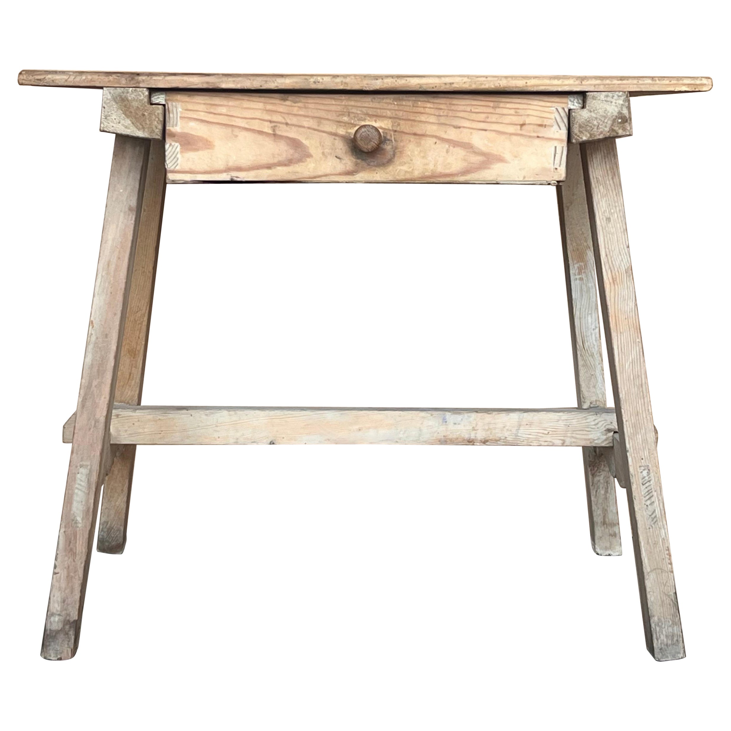 Spanish Baroque Bleached Side Table with Drawer