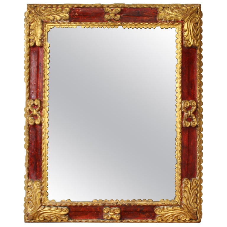 Spanish Baroque Carved and Giltwood Frame Mirror For Sale at 1stDibs