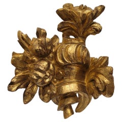Antique Spanish Baroque Carved gilded wood Fragment of altarpiece