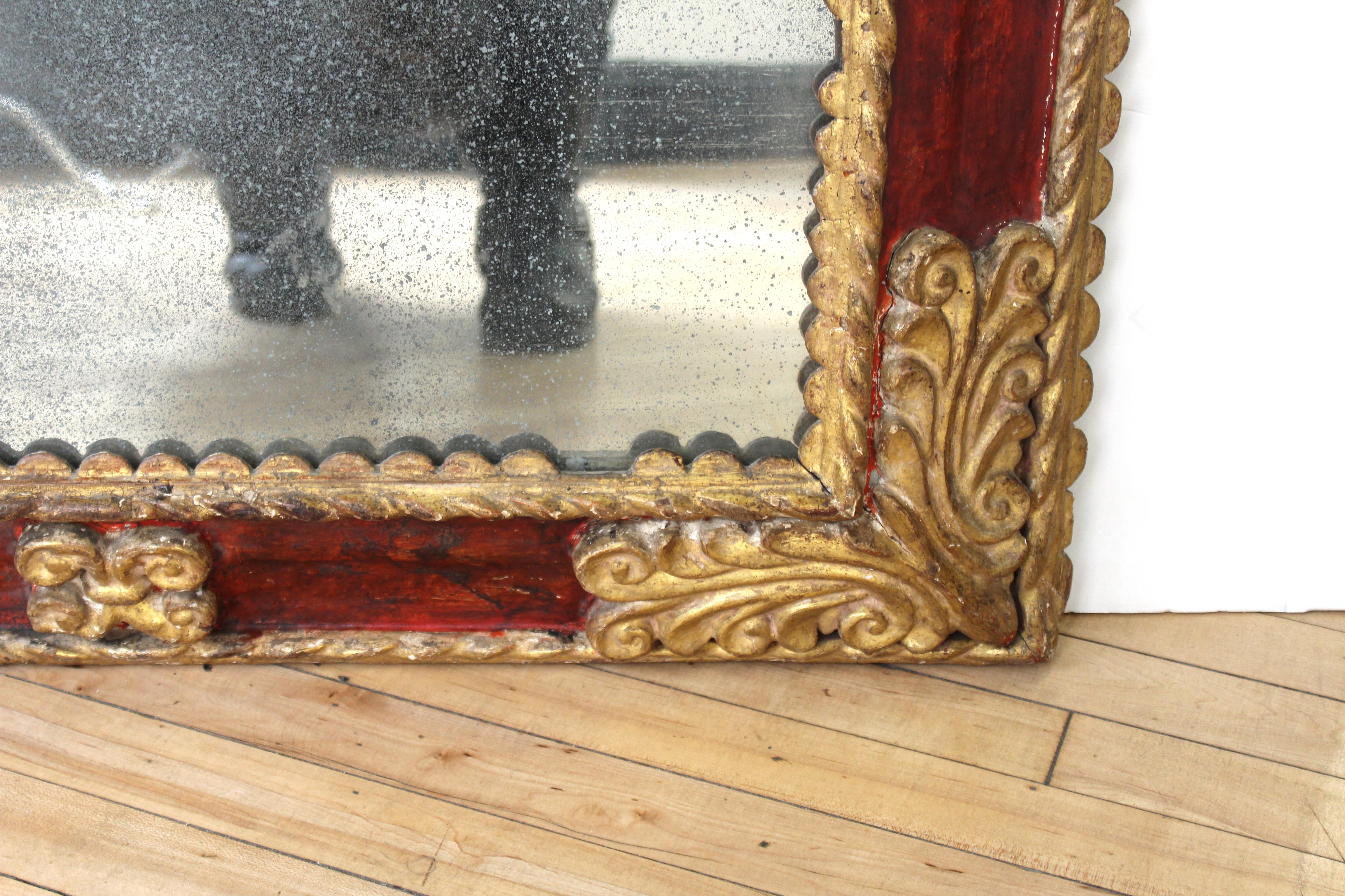 Spanischer Barock-Spiegel mit geschnitztem Rahmen und Giltwood im Angebot 5