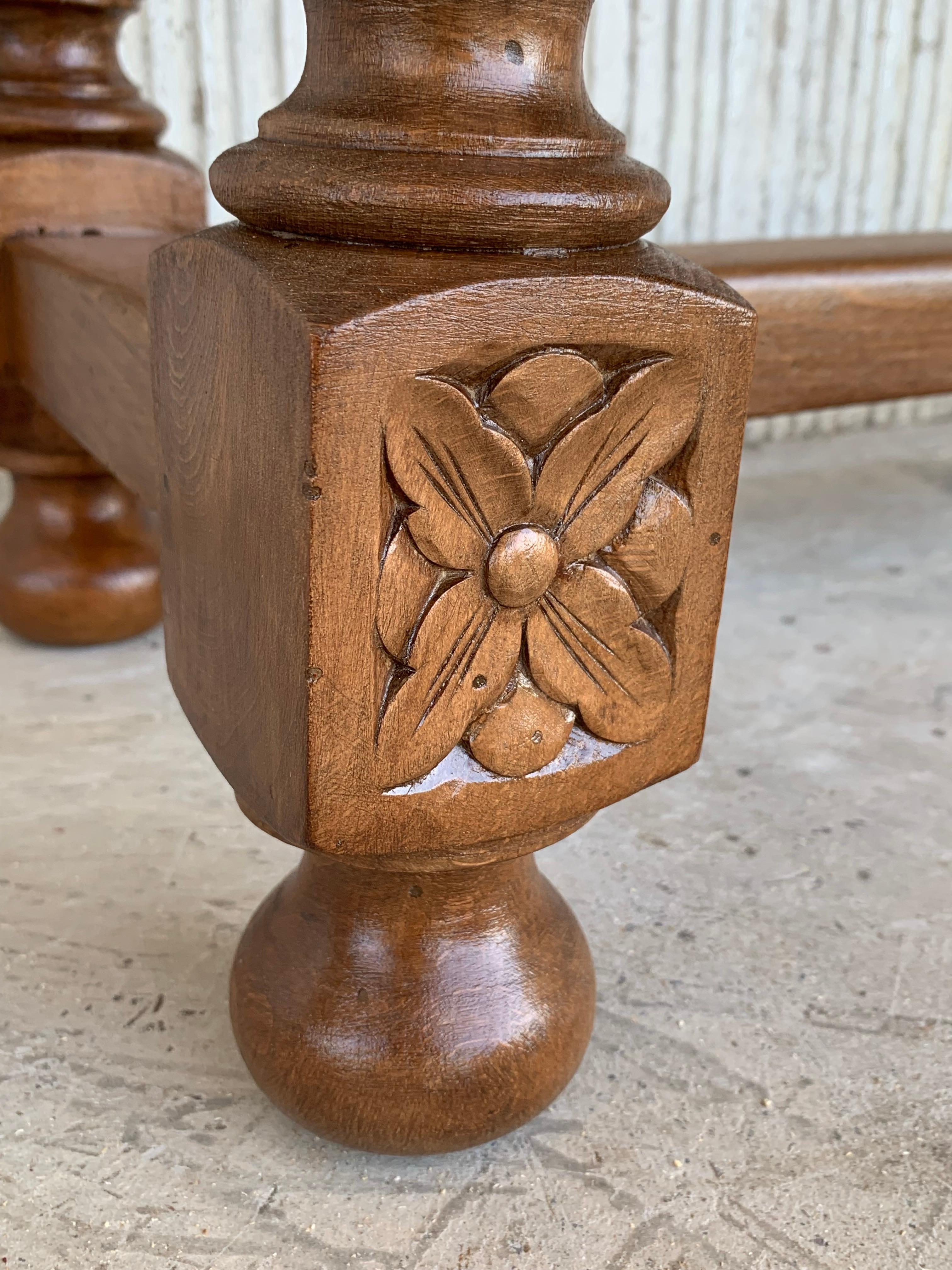 Spanish Baroque Carved Walnut Console Table with Two Drawers, circa 1860 10