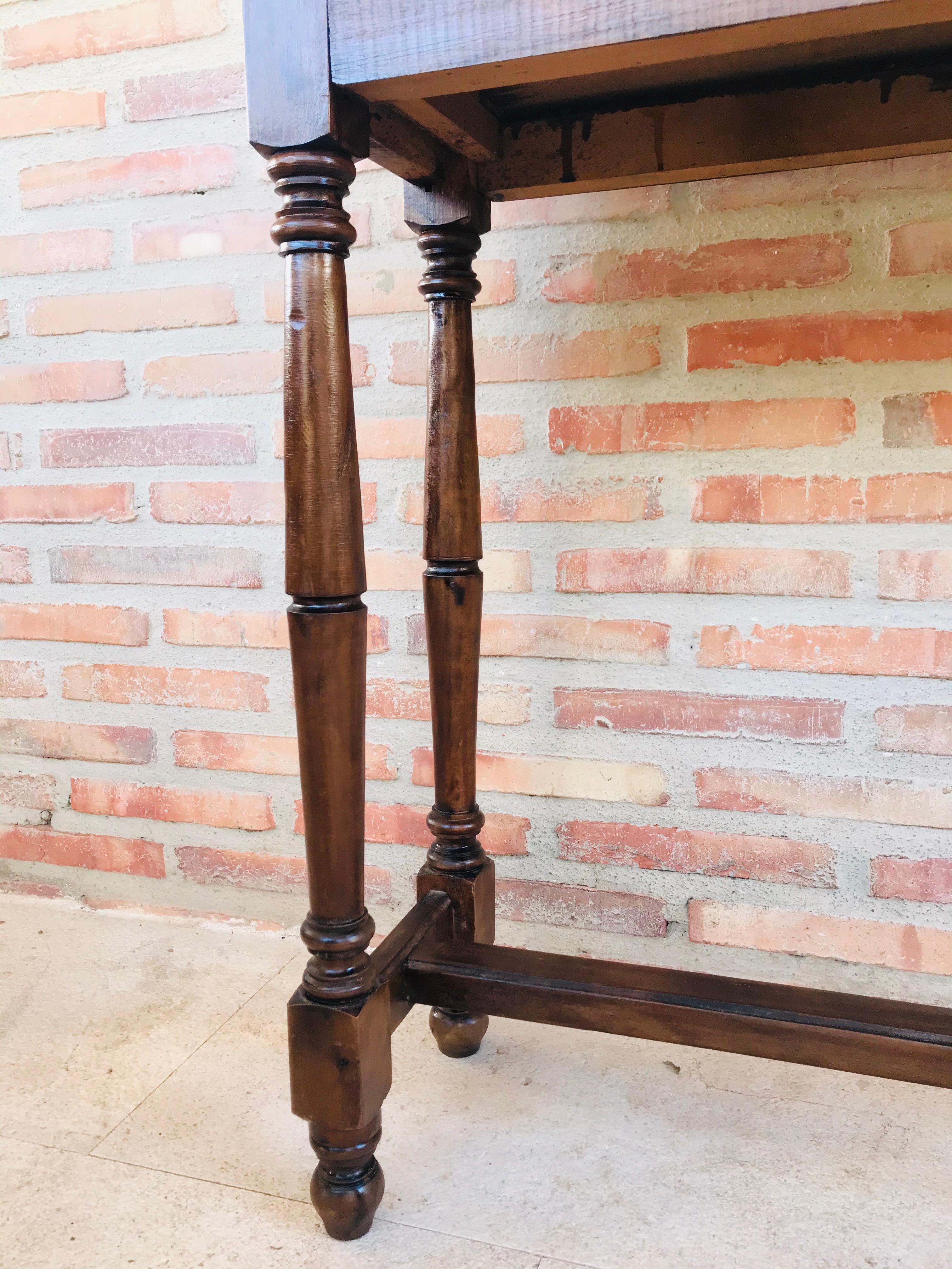 Spanish Baroque Carved Walnut Console Table with Two Drawers, circa 1890 7