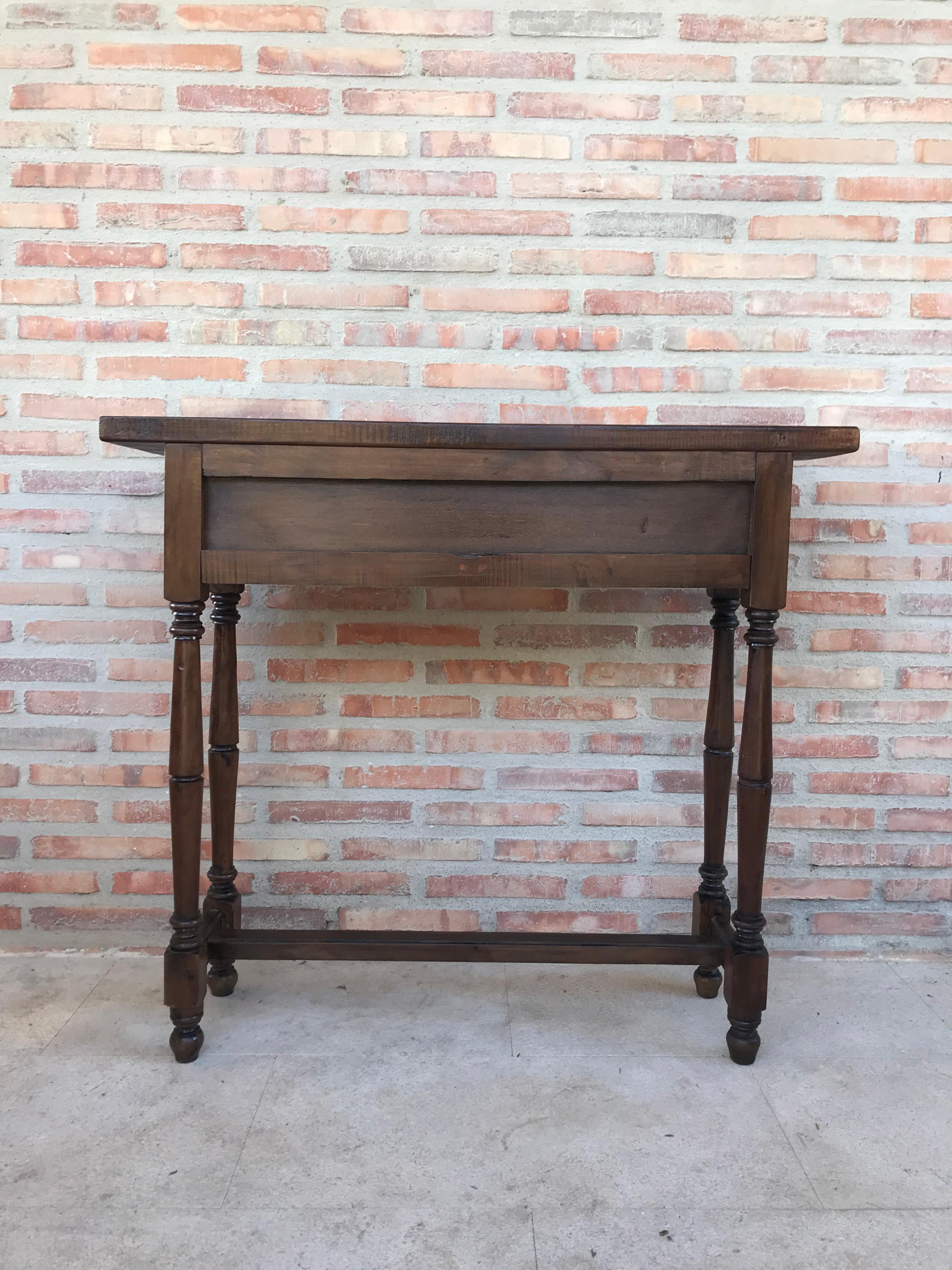 Spanish Baroque Carved Walnut Console Table with Two Drawers, circa 1890 3