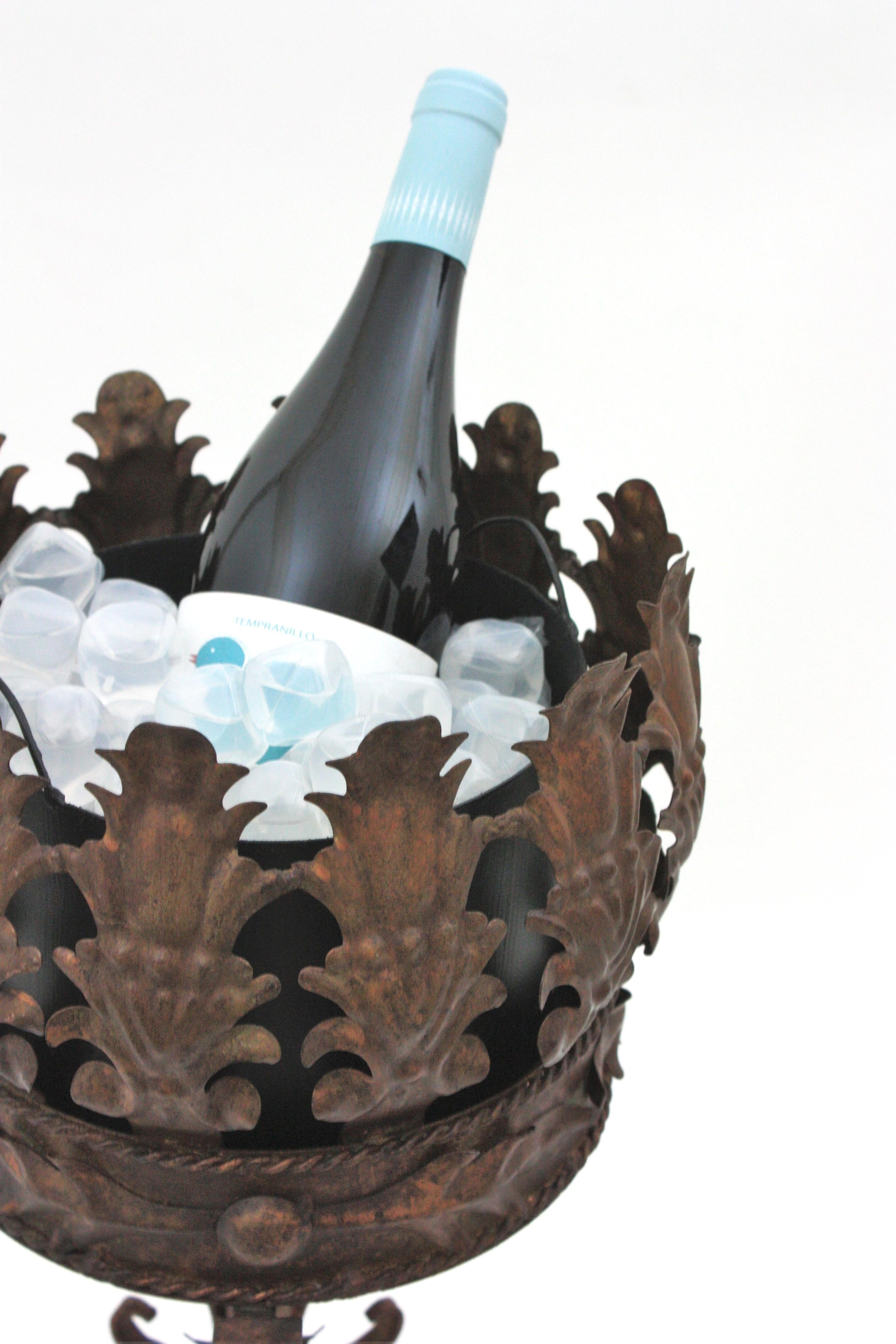 Champañera Barroca Española Soporte para Cubitera de Hierro Metal en venta