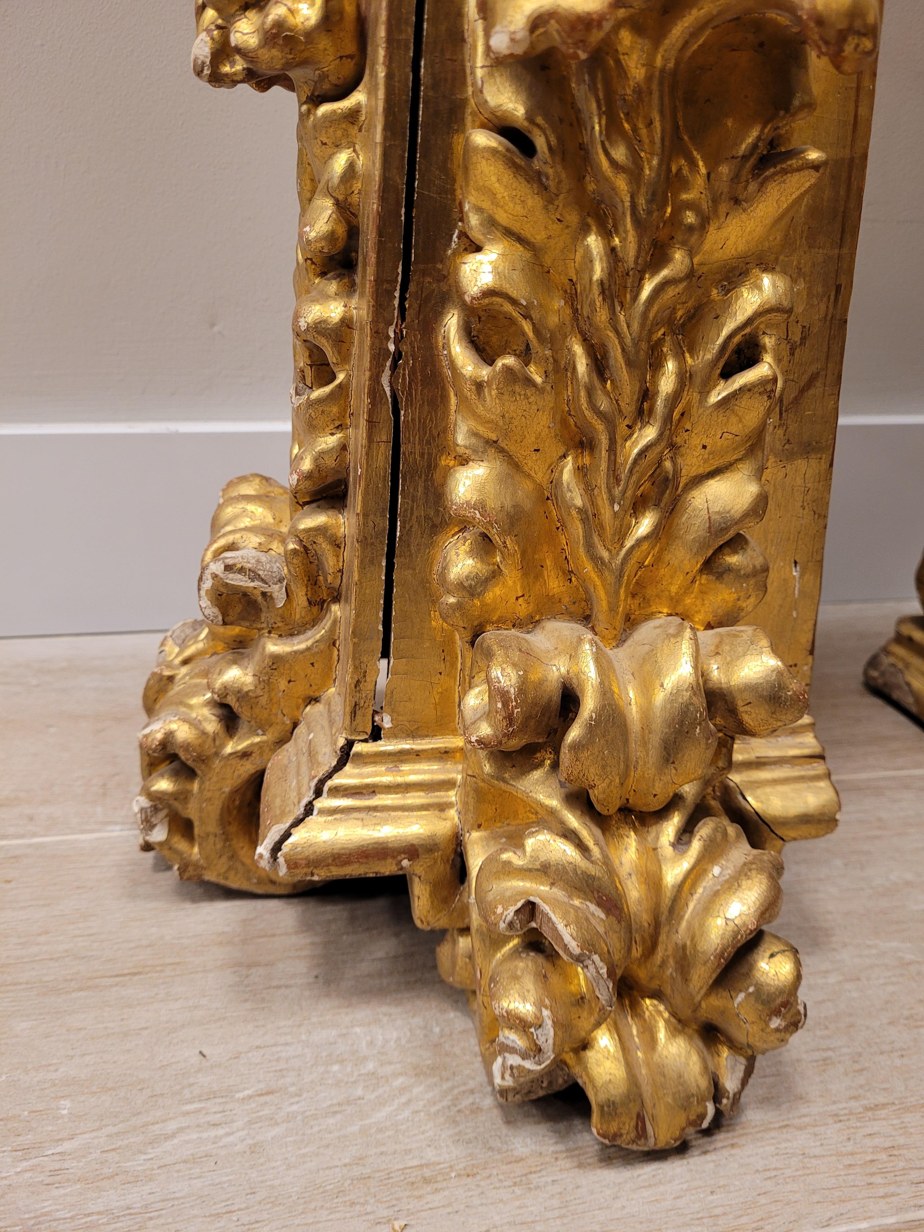Spanish Baroque estipite, Column Sculpture , carved and gilded wood For Sale 5