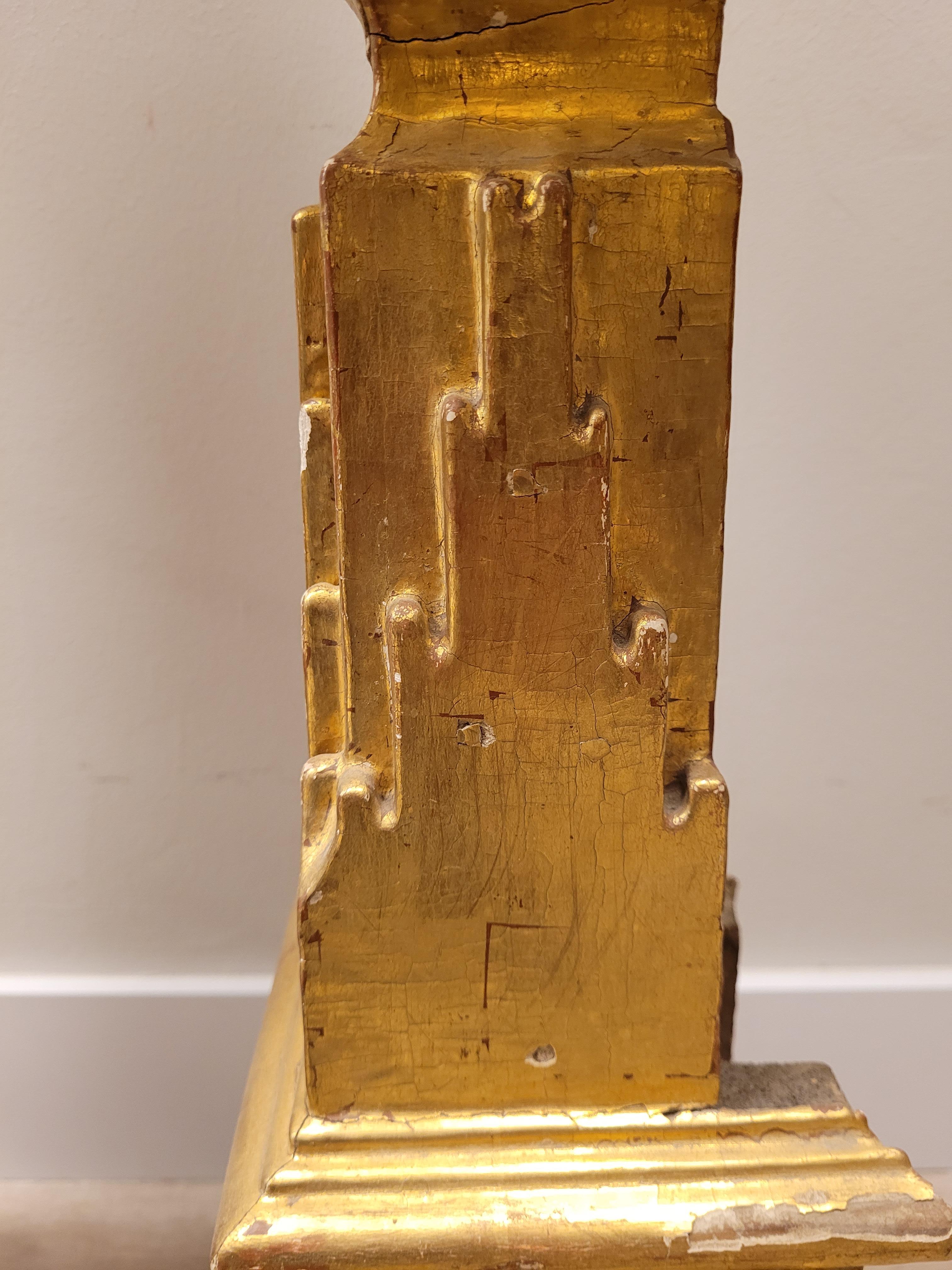 Spanish Baroque estipite, Column Sculpture , carved and gilded wood For Sale 7