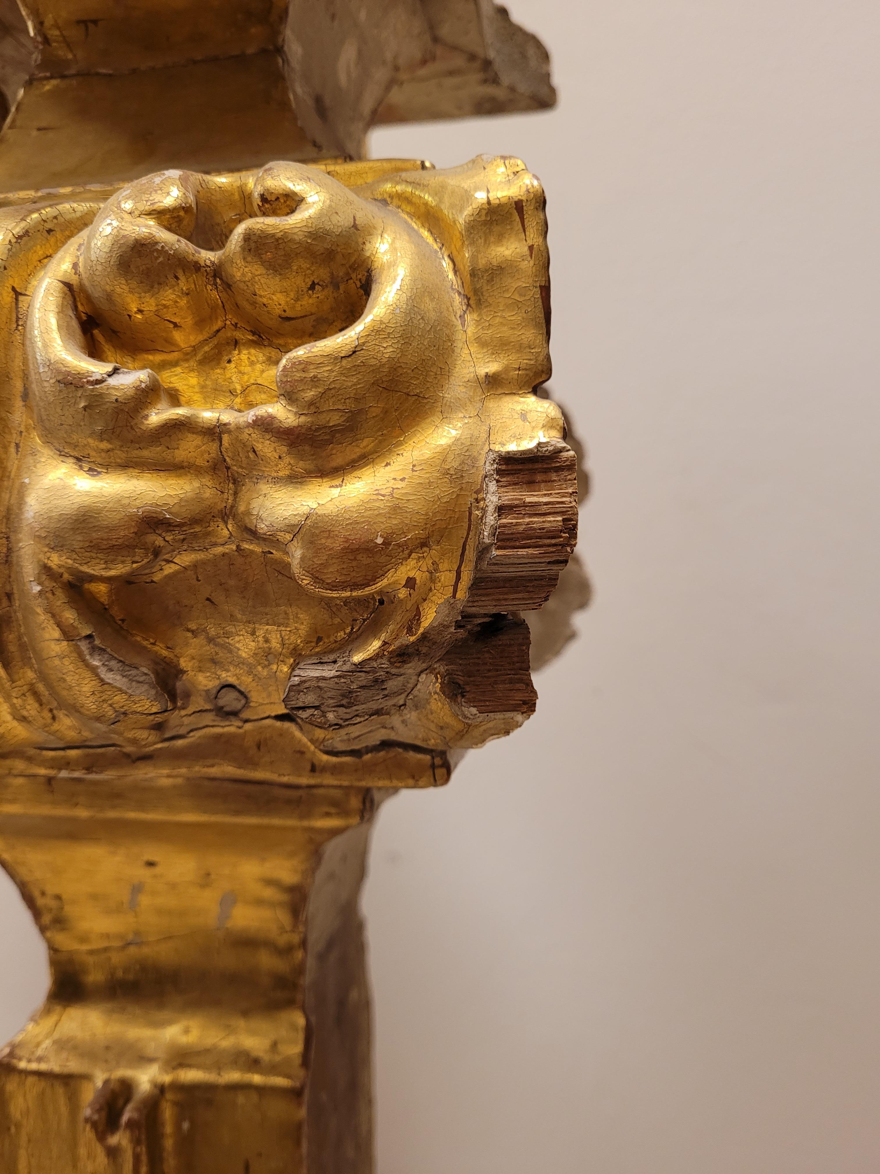 Spanish Baroque estipite, Column Sculpture , carved and gilded wood For Sale 9