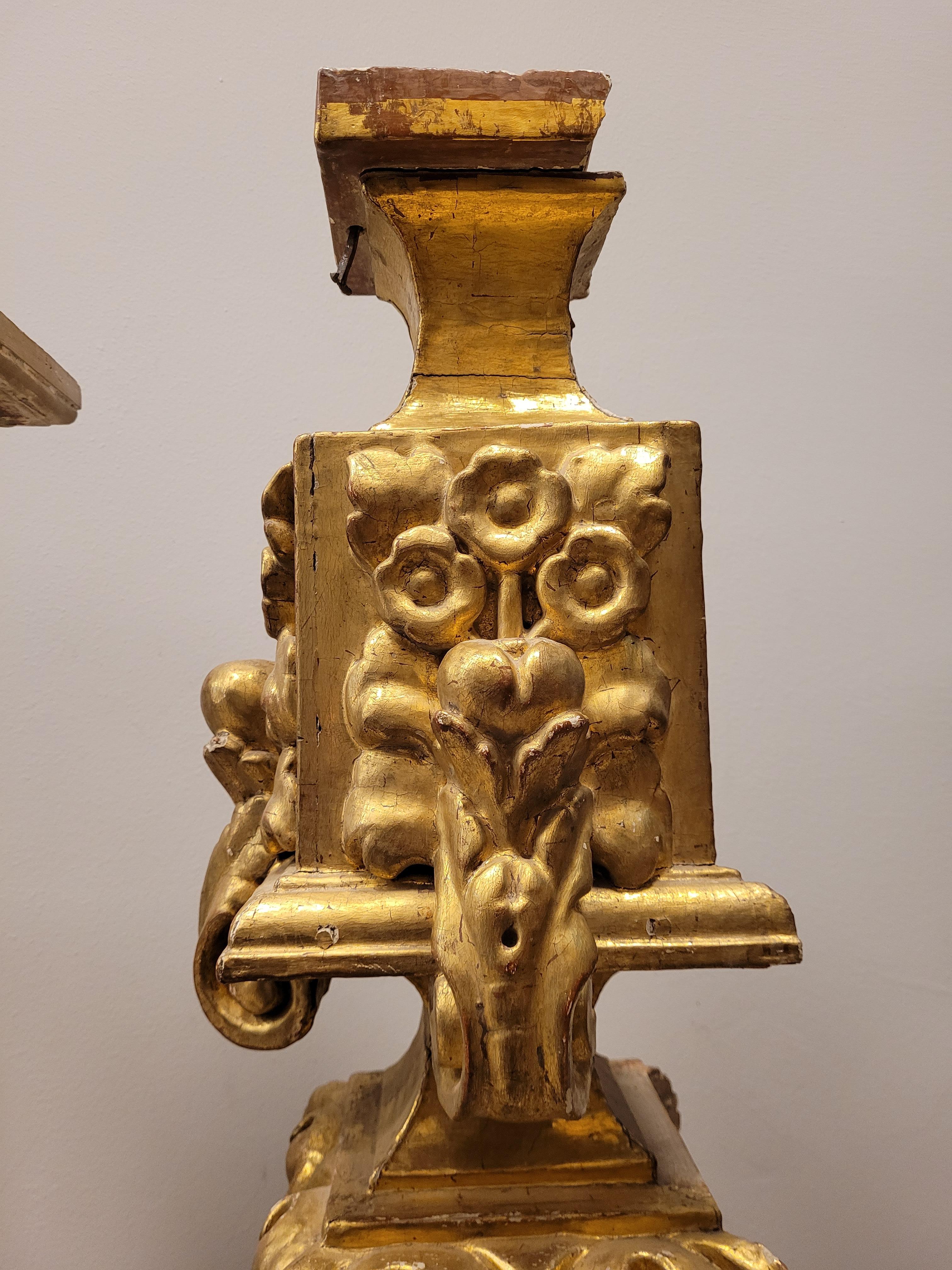 Spanish Baroque estipite, Column Sculpture , carved and gilded wood For Sale 10