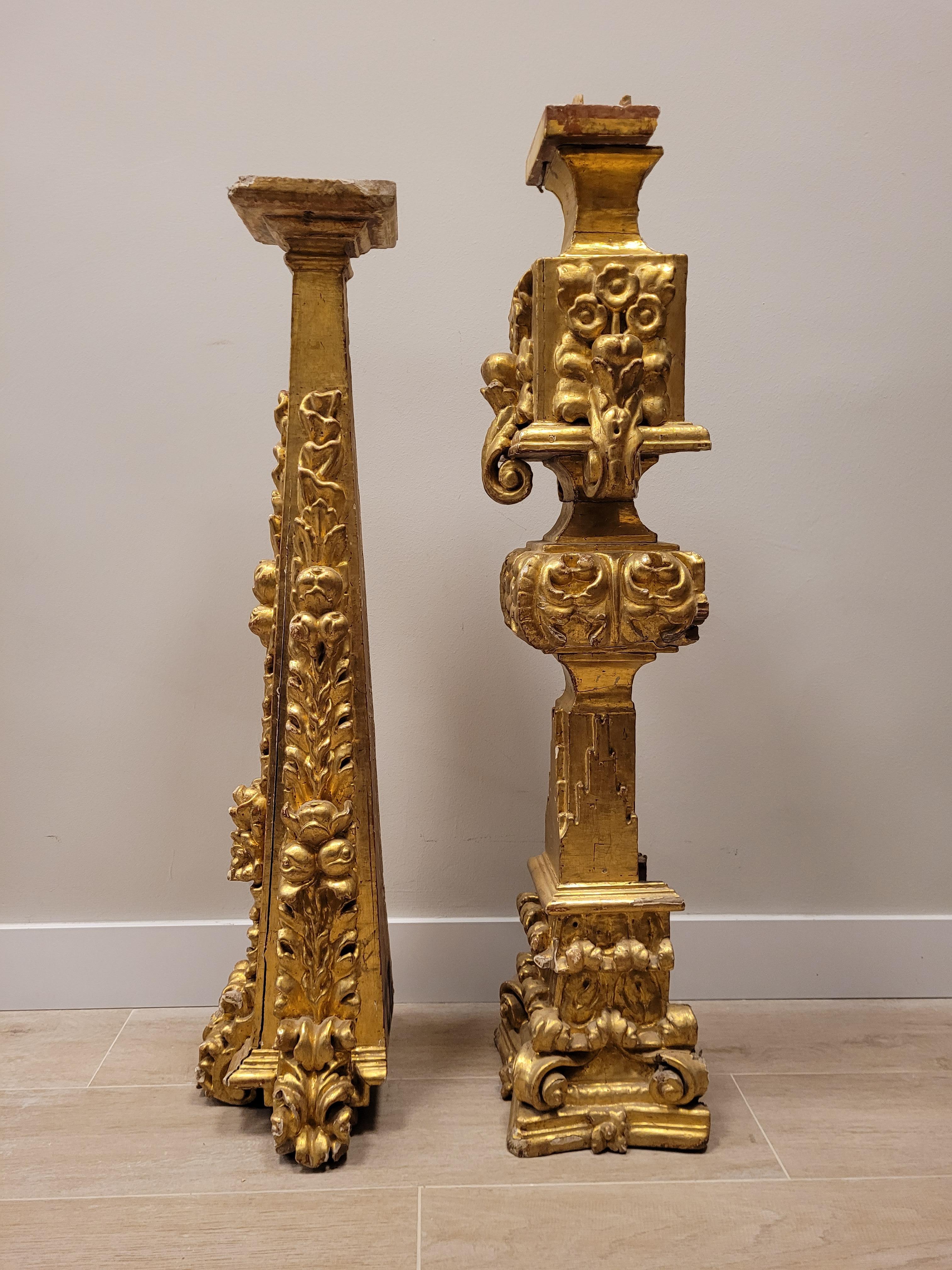 Spanish Baroque estipite, Column Sculpture , carved and gilded wood For Sale 14