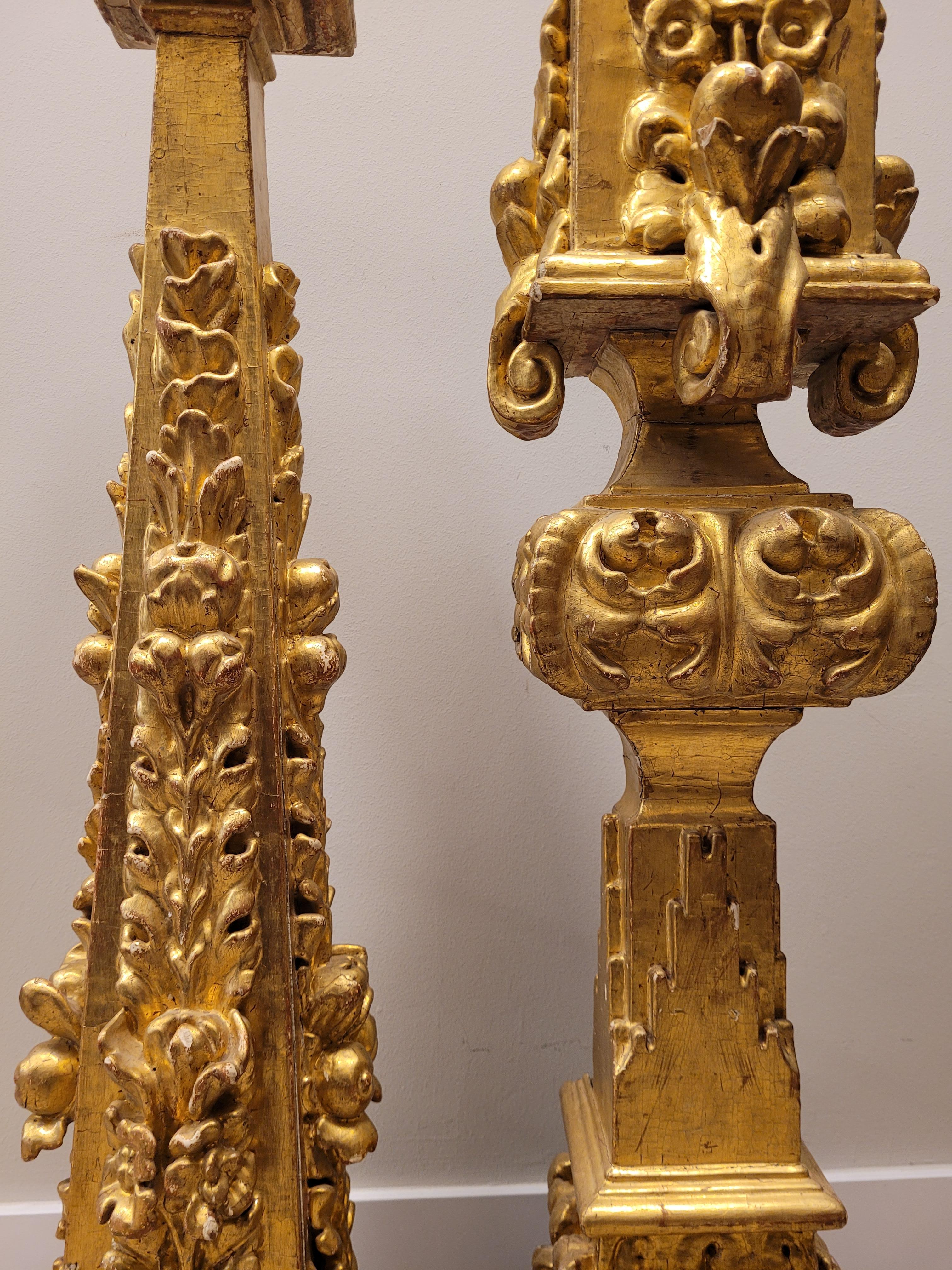 Spanish Baroque estipite, Column Sculpture , carved and gilded wood In Good Condition For Sale In Valladolid, ES