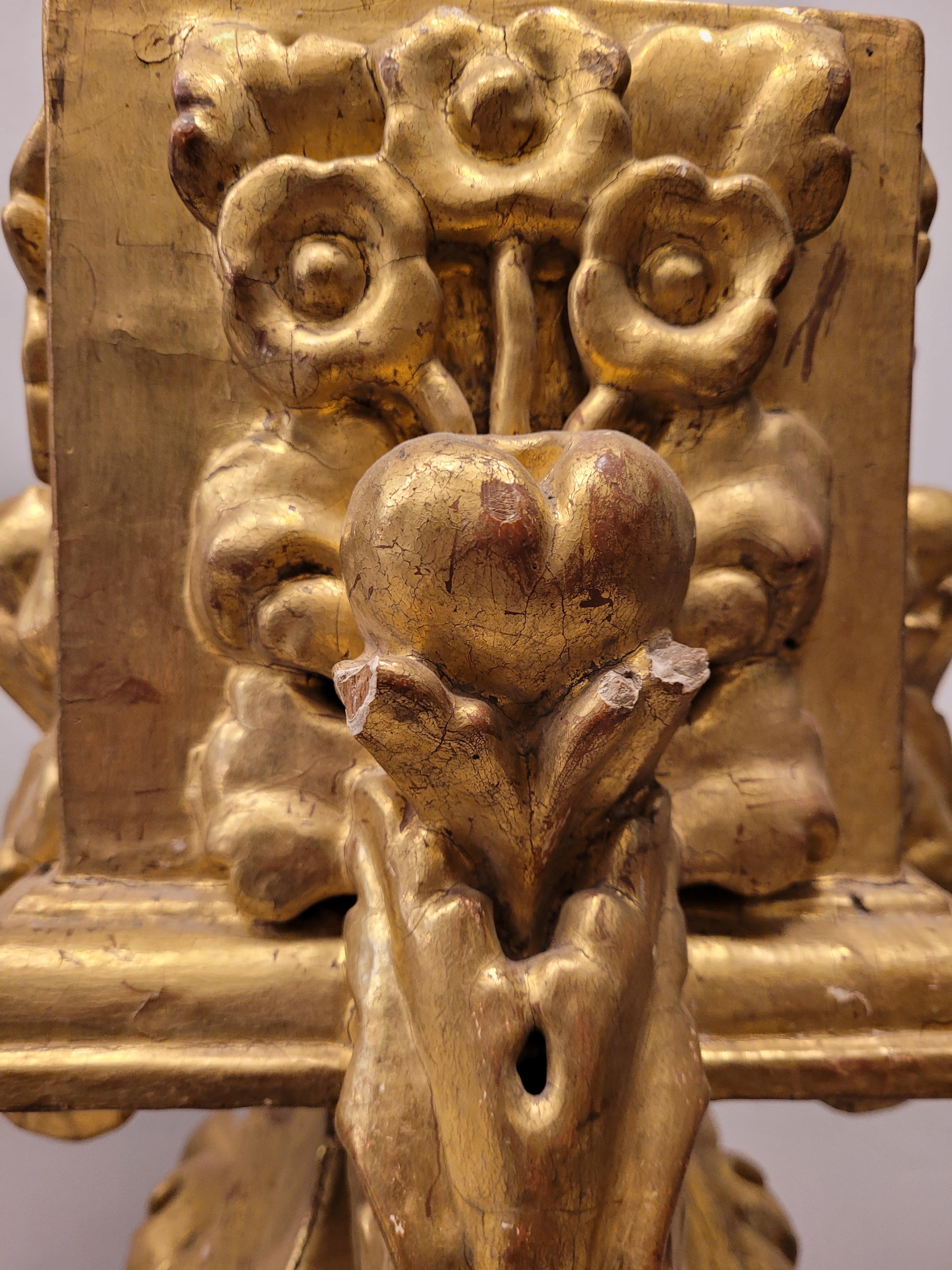 Giltwood Spanish Baroque estipite, Column Sculpture , carved and gilded wood For Sale