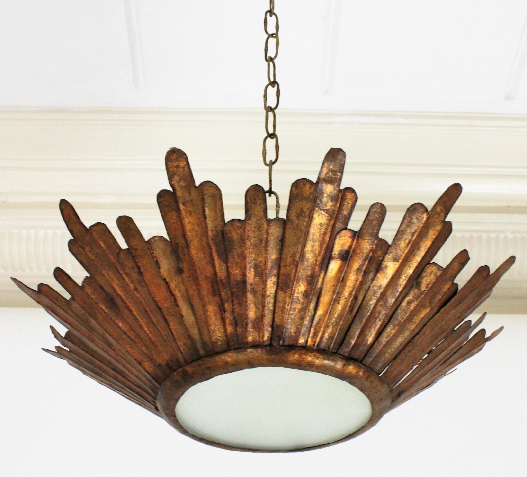 sunburst flush mount light