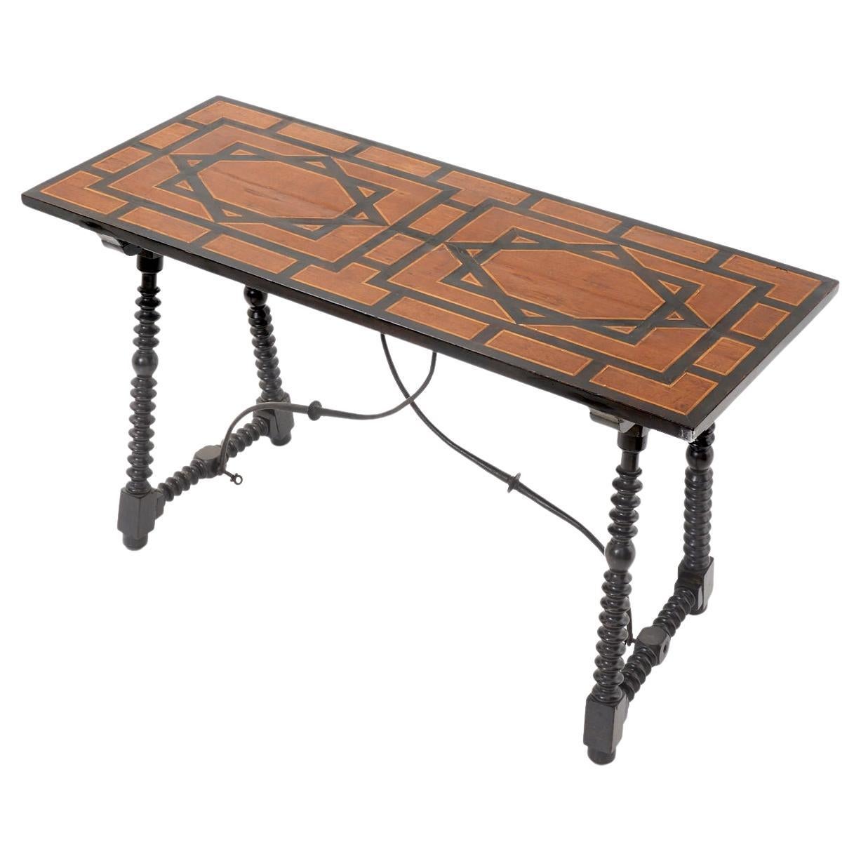 Spanish Baroque Inlaid Table, 1800s For Sale