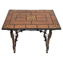 Spanish Baroque Inlaid Trestle Table