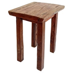 Spanish Baroque Oak Side Table or Stool, Wabi-Sabi Style, Late 17th C.