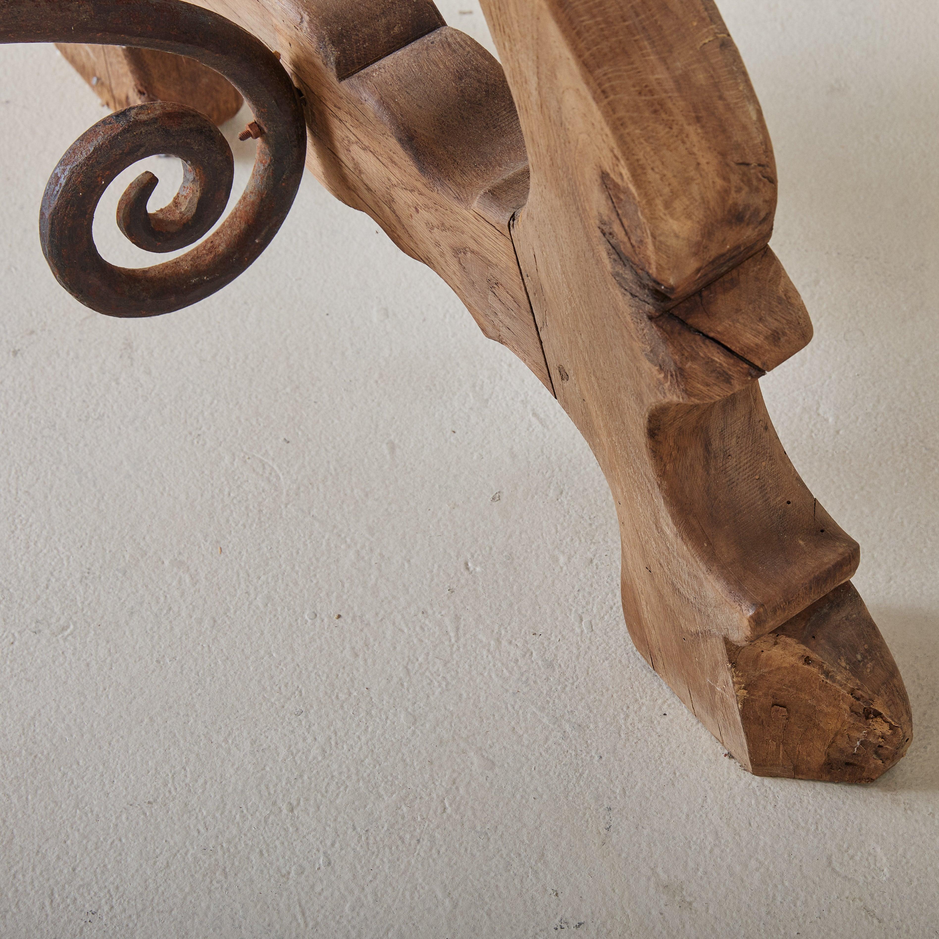 Spanish Baroque Oak + Wrought Iron Dining Table, 19th Century en vente 5