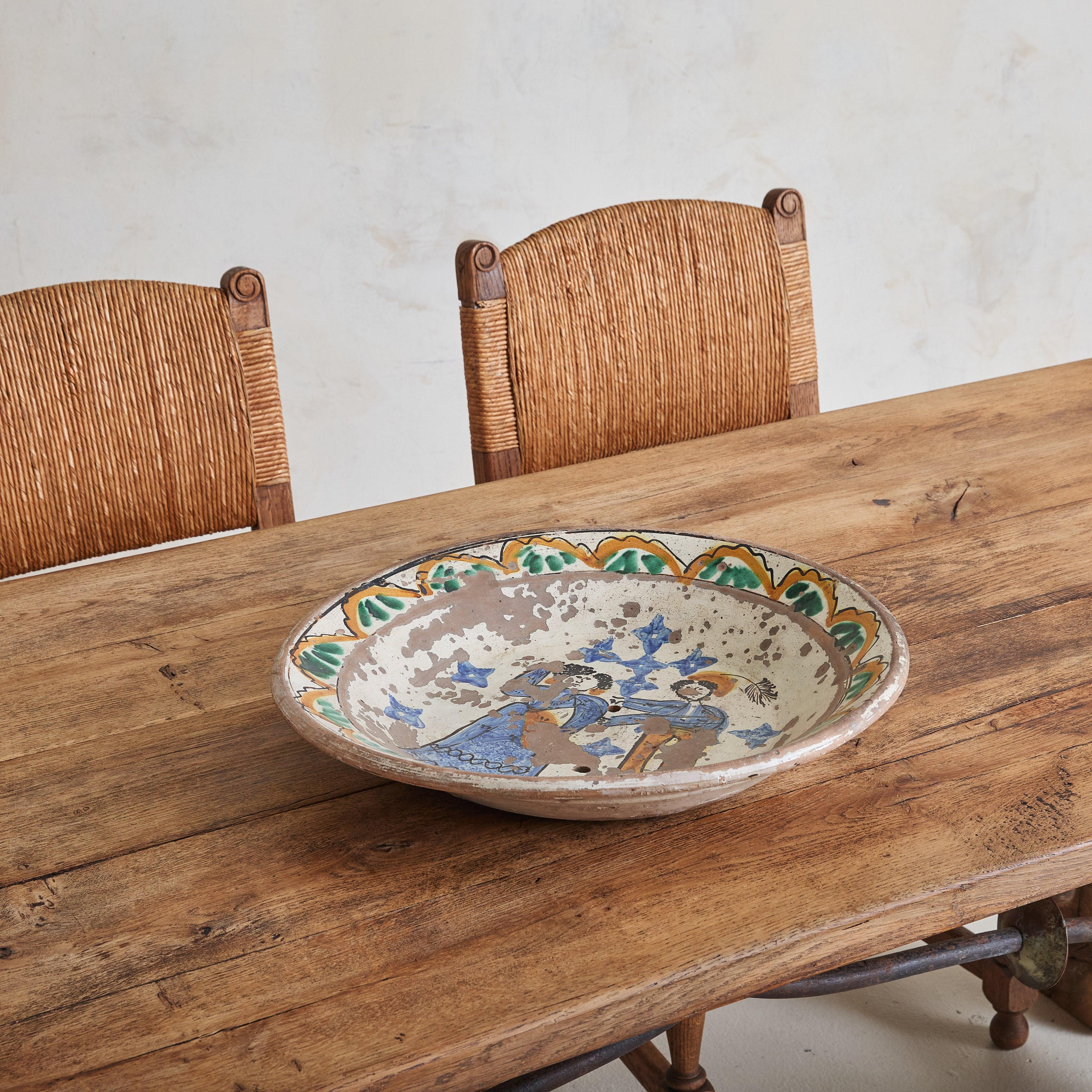 Espagnol Spanish Baroque Oak + Wrought Iron Dining Table, 19th Century en vente