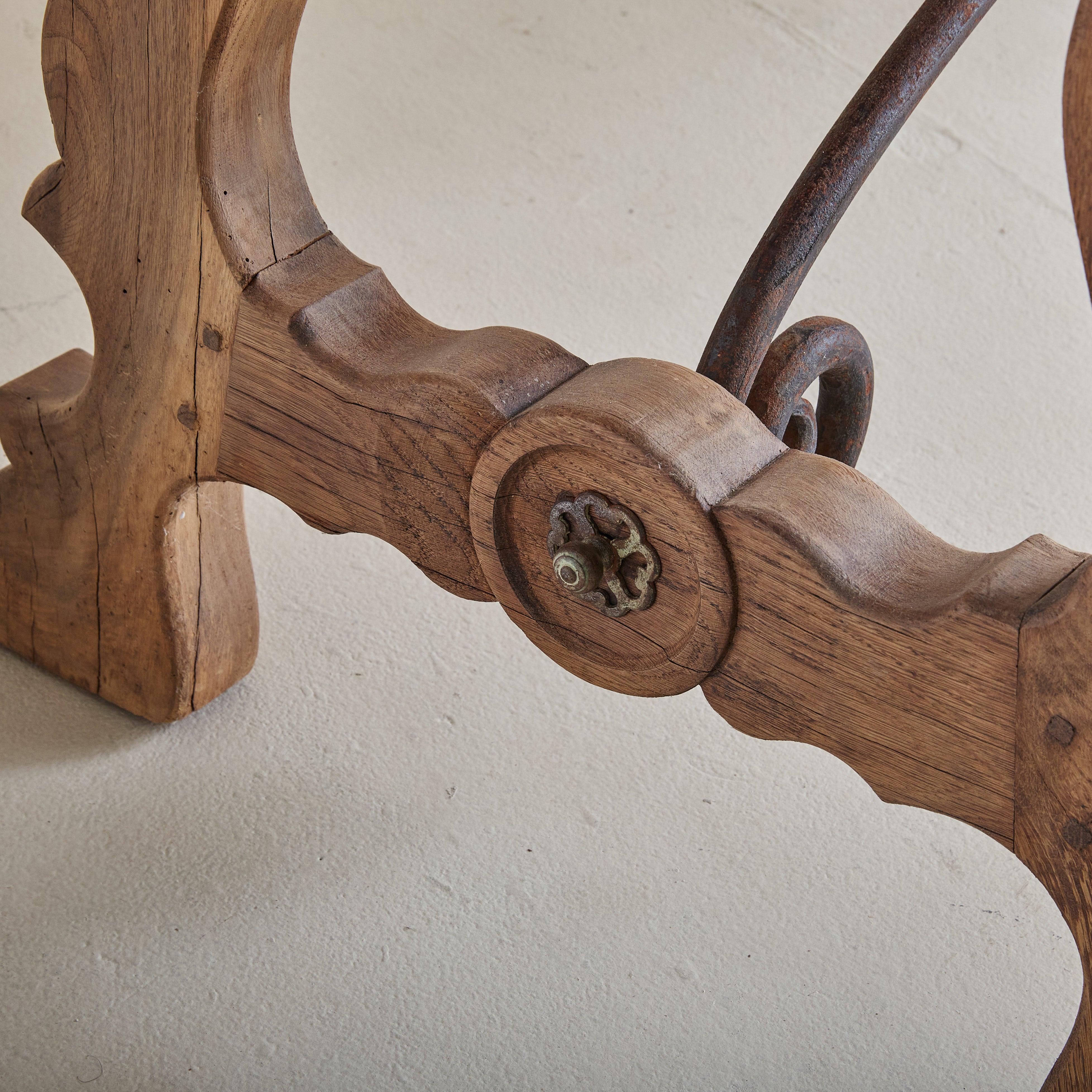 Spanish Baroque Oak + Wrought Iron Dining Table, 19th Century en vente 2