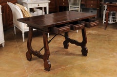Spanish Baroque Period 17th Century Fratino Console Table with Lyre Shaped Base
