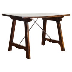 Antique Spanish Baroque Period Dark Walnut and Iron Center or Writing Table, ca. 1675
