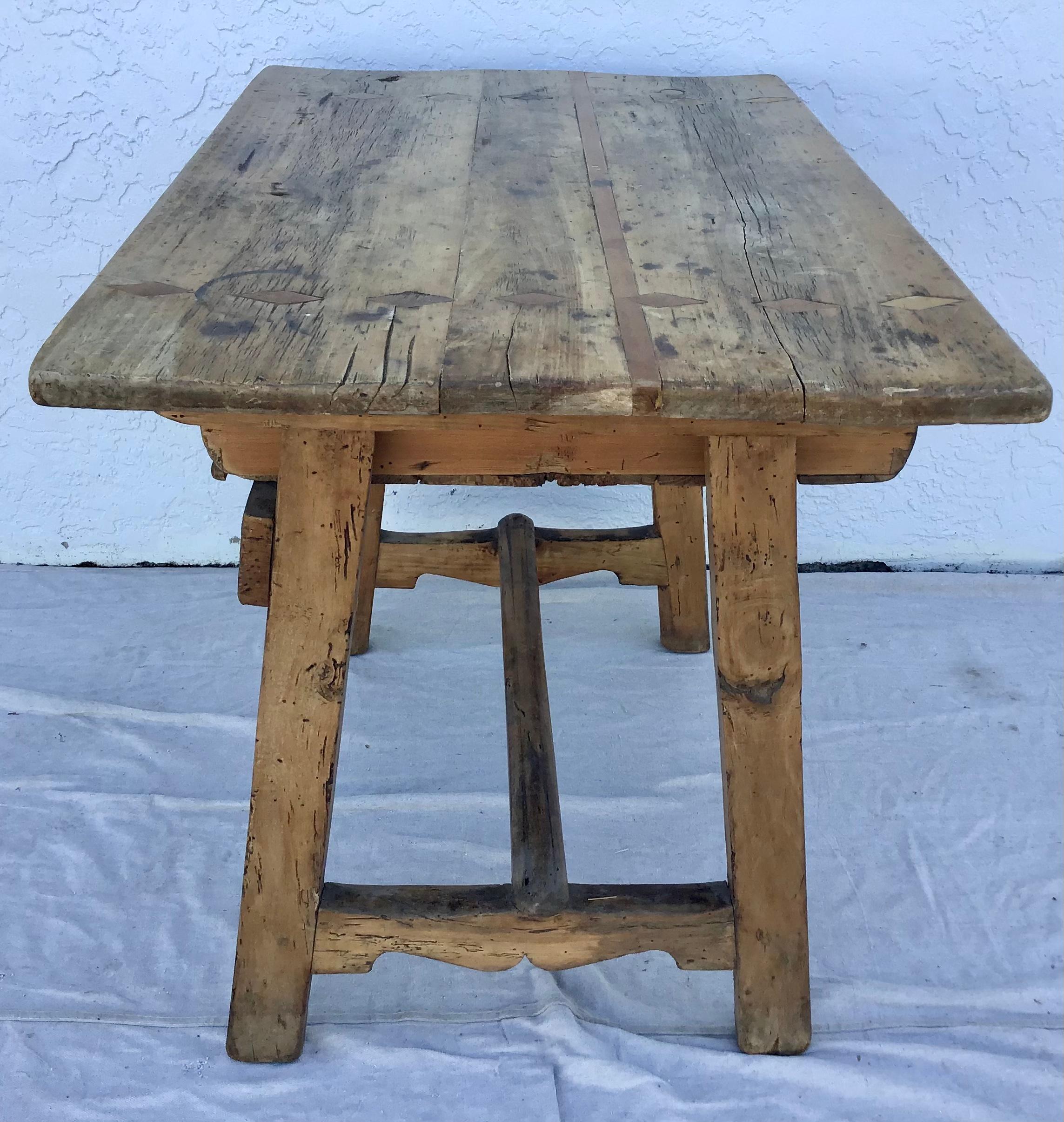 Spanish Colonial Period Sabino Wood One-Drawer Hacienda Table, 18th Century 1