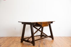 Spanish Baroque Period Walnut 1-Drawer Desk or Work Table, Late 17th Century
