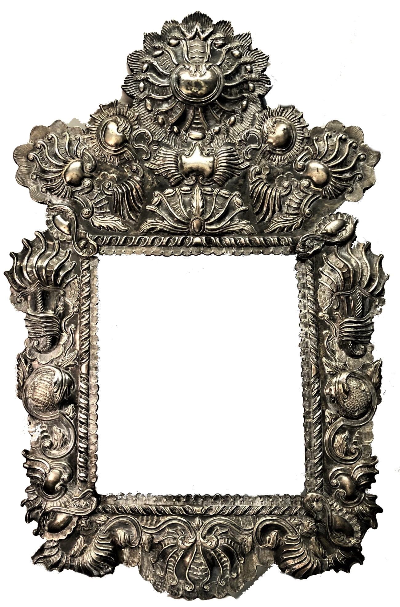 Espagnol Miroir/cadre de tableau baroque espagnol en argent repoussé, A.I.C. en vente