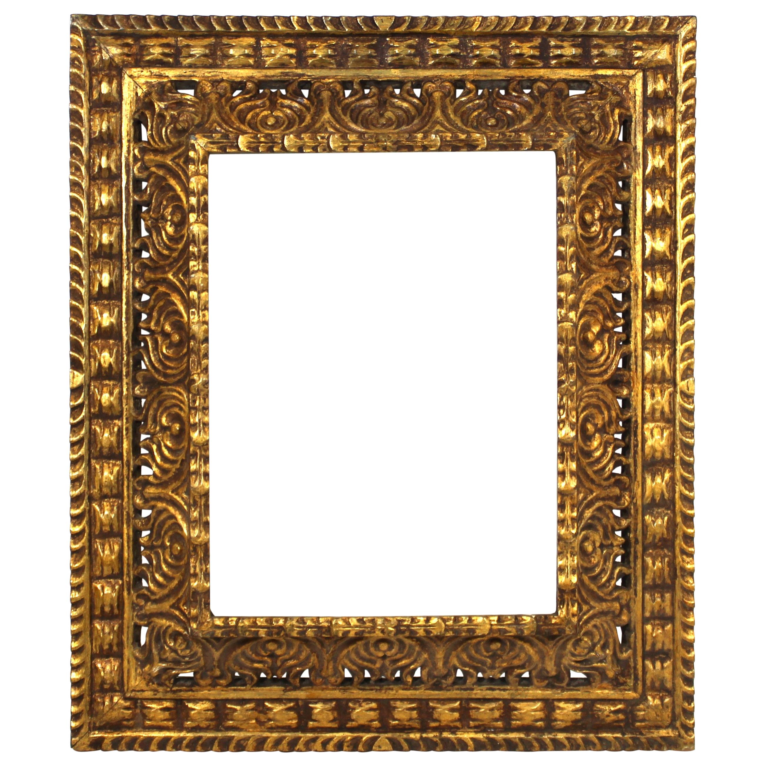 Spanish Baroque Revival Giltwood Carved Frame For Sale