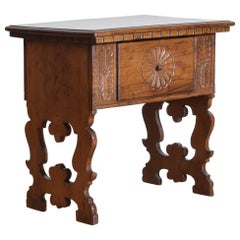 Spanish Baroque Revival Light Walnut 1-Drawer Table