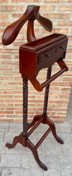 Spanish Baroque Revival Walnut Gentleman’s Valet Stand with Drawers, 1920s