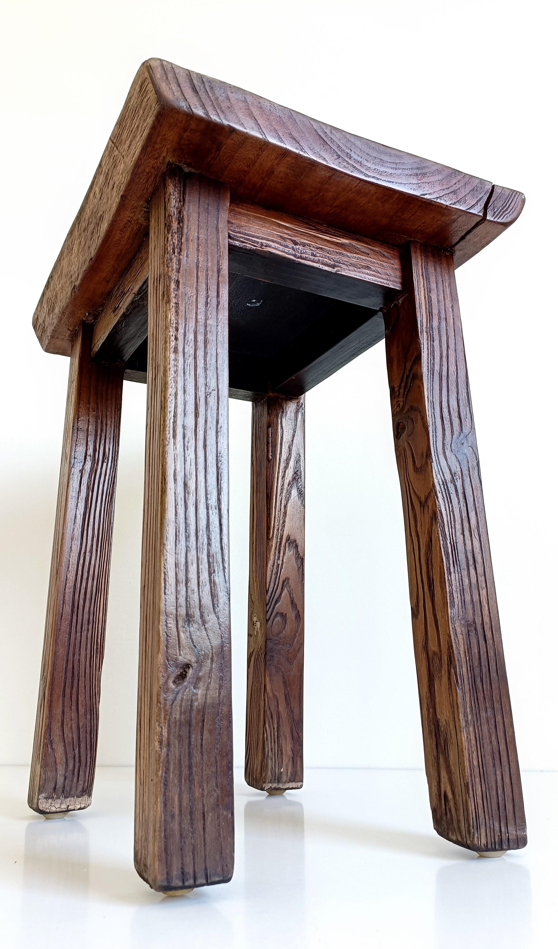 Spanish Baroque Rustic Oak Wood Side Table or Stool, Early 18th-C im Angebot 9