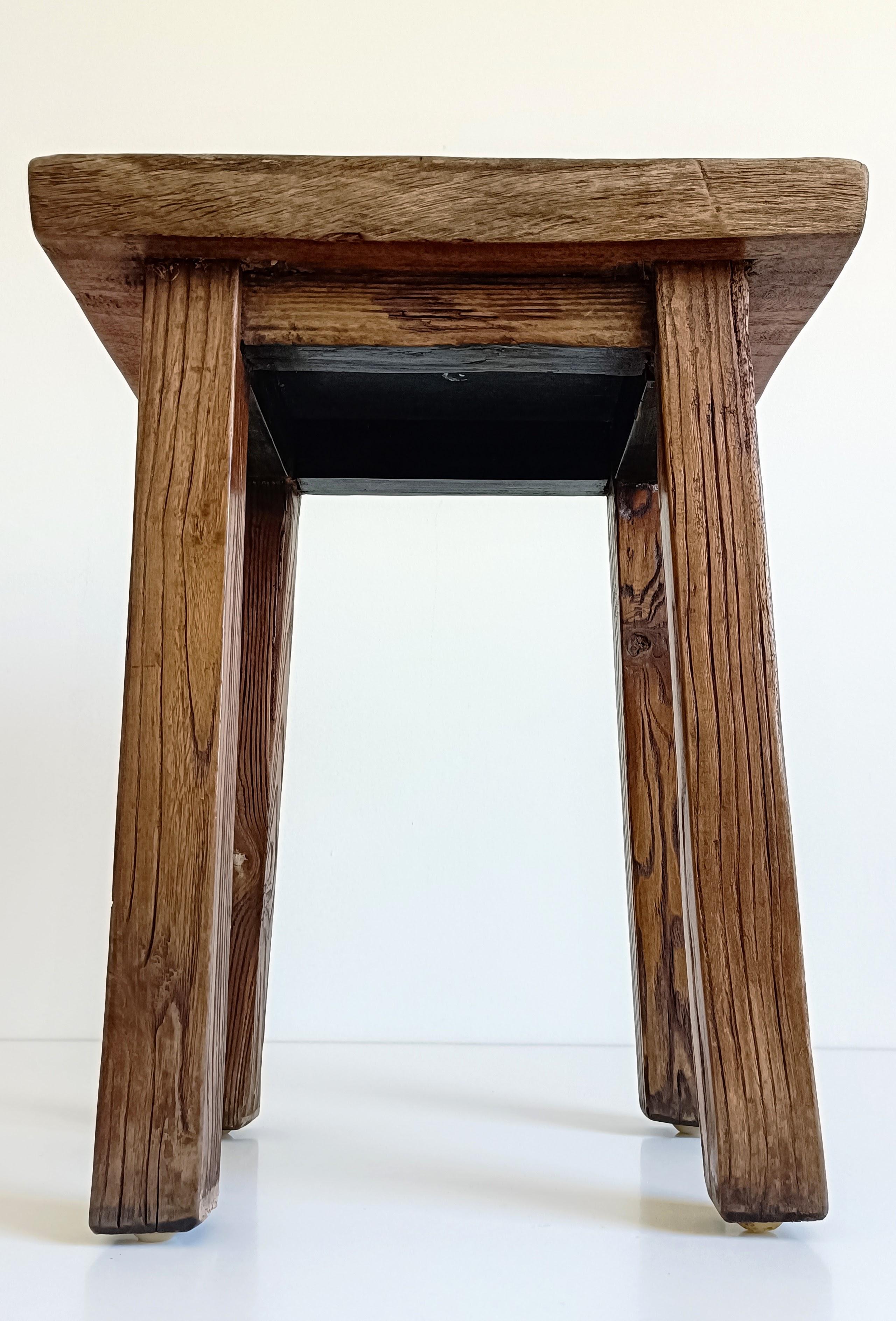 Spanish Baroque Rustic Oak Wood Side Table or Stool, Early 18th-C im Angebot 10