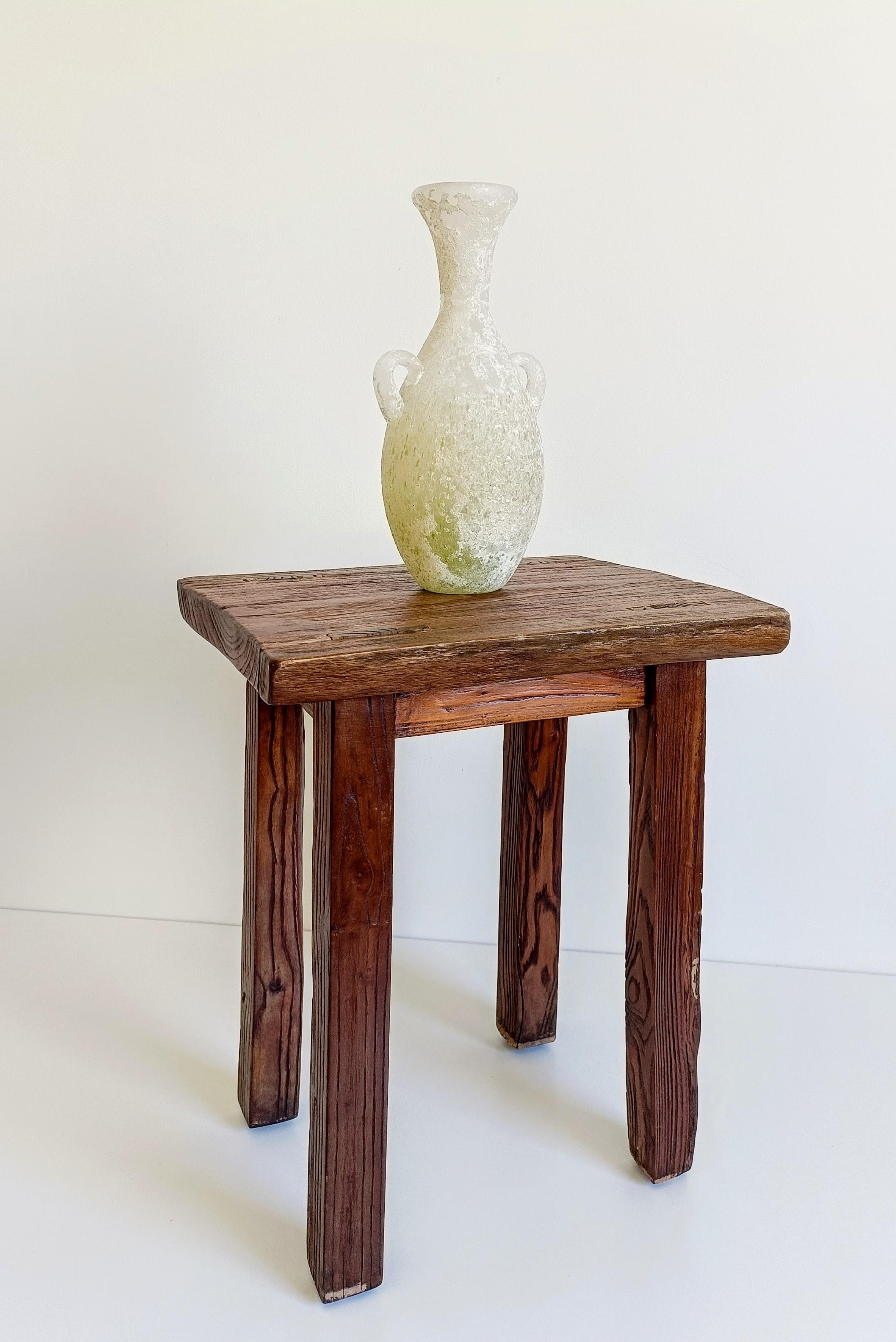 Spanish Baroque Oak Side Table or Stool, Late 17th–Early 18th Century

Solid oak side table or stool, handmade in Spain circa late 17th to early 18th century. Well-proportioned with a strong presence and deeply aged patina. Joinery and surface wear