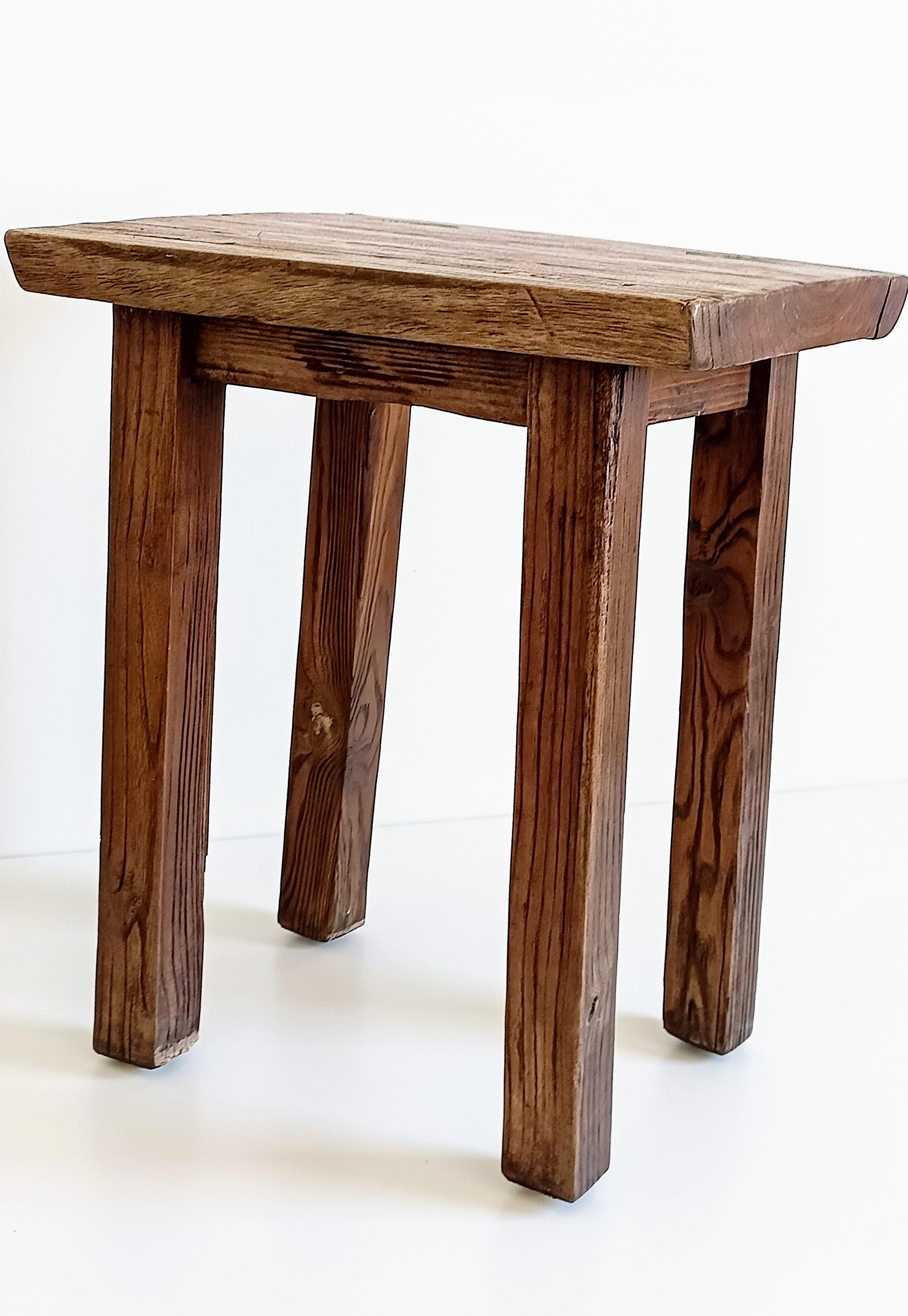 Spanish Baroque Rustic Oak Wood Side Table or Stool, Early 18th-C (Holz) im Angebot