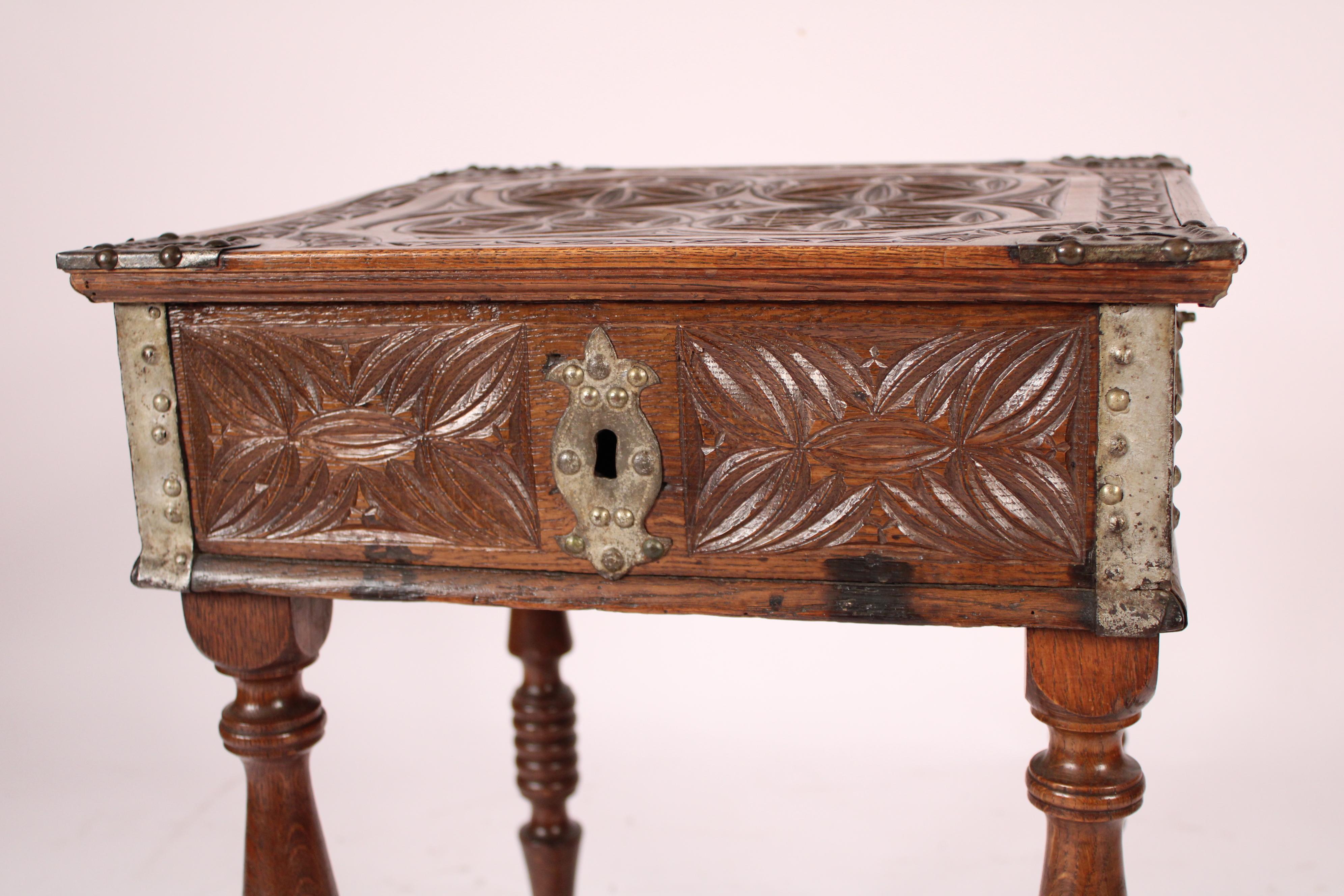 Spanish Baroque Style Carved Oak Occasional Table For Sale 5