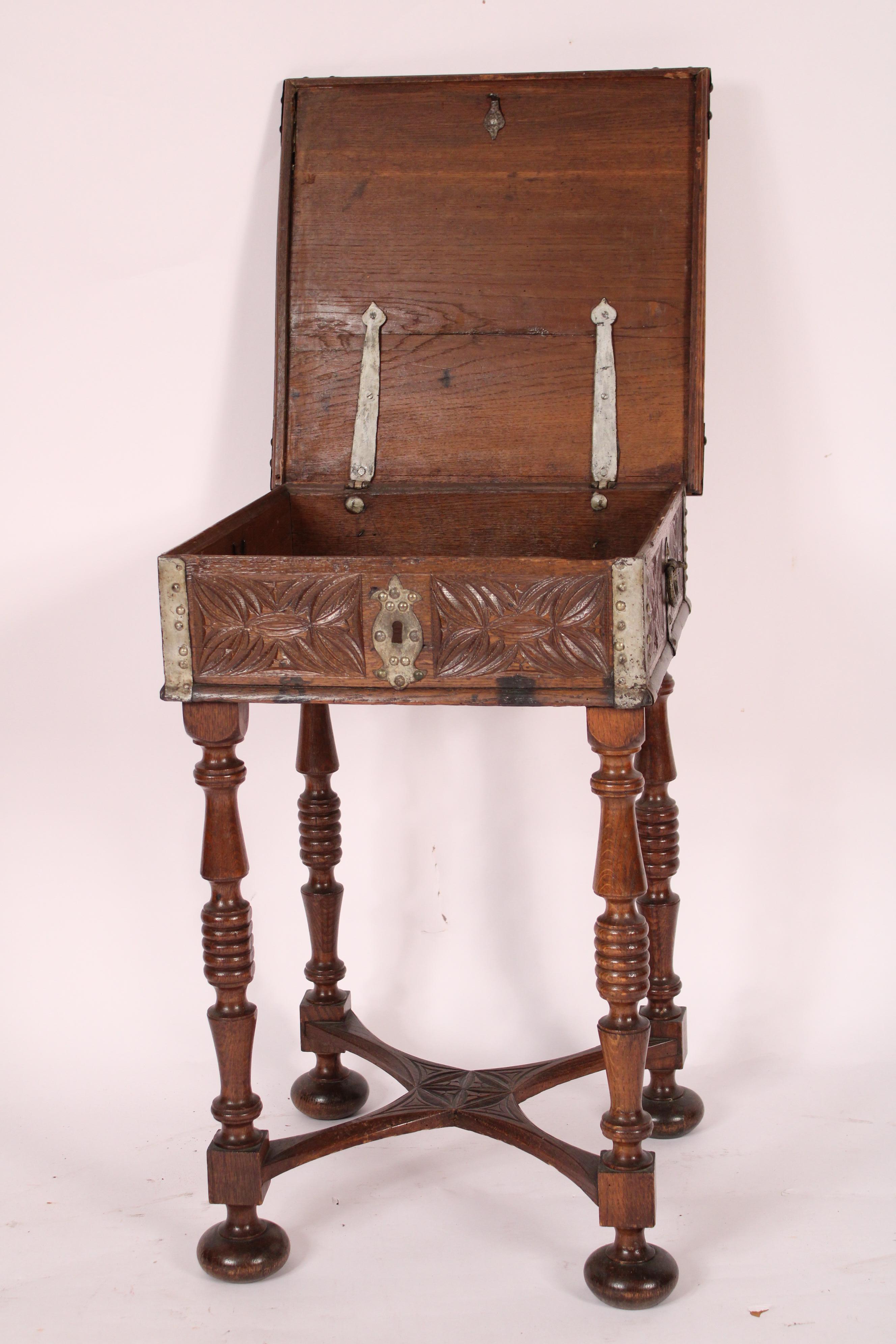 19th Century Spanish Baroque Style Carved Oak Occasional Table For Sale