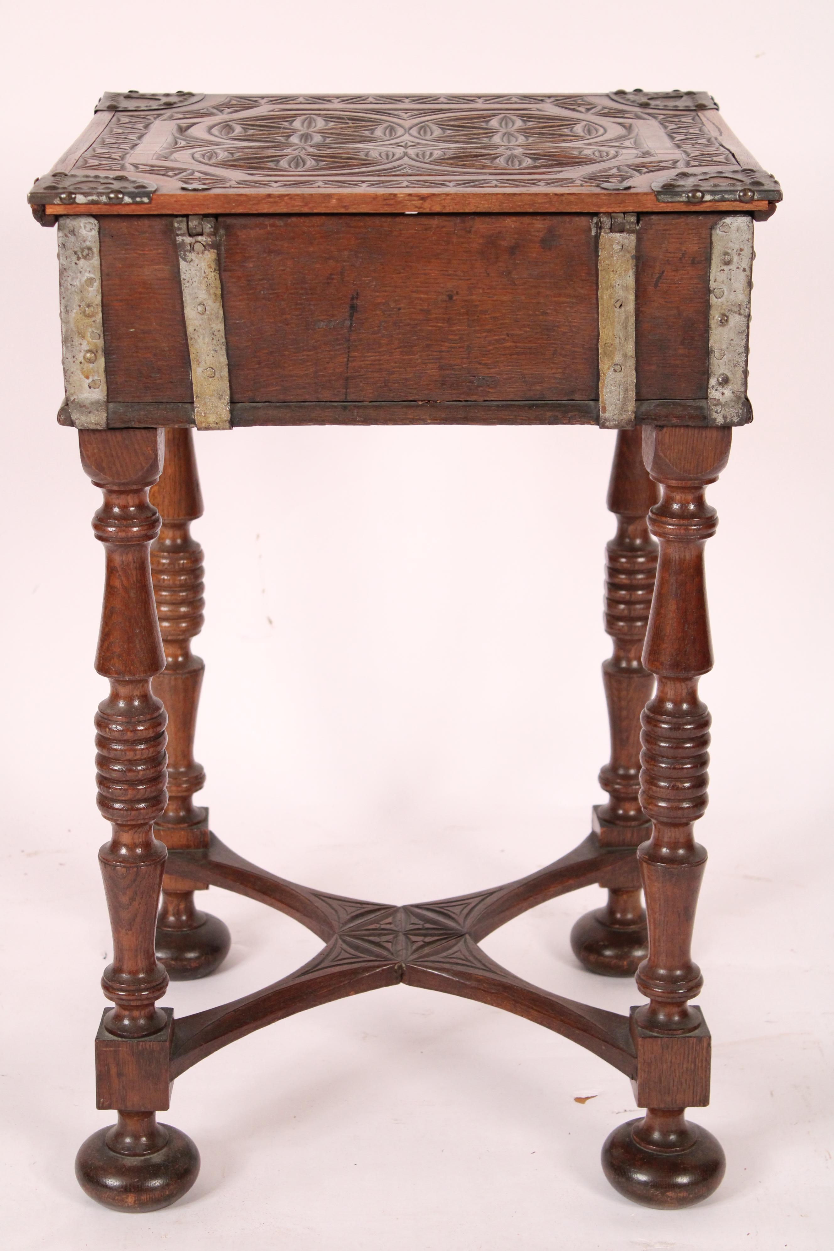 Spanish Baroque Style Carved Oak Occasional Table For Sale 1