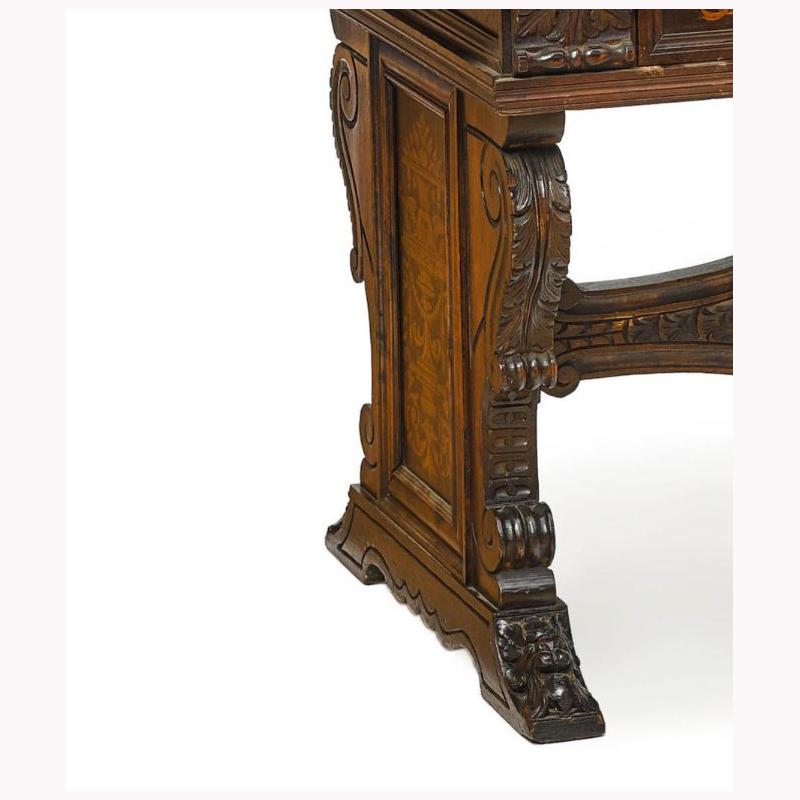 Spanish Baroque Style Carved Oak Trestle Table, 19th Century 6