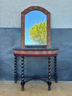 Console espagnole de style baroque avec miroir, début du 20e siècle